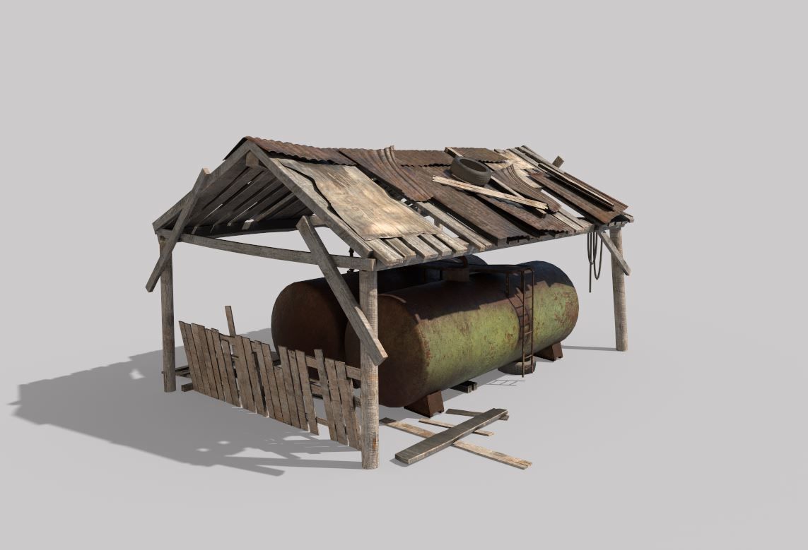 Old oil tank in open storage 3D model_9