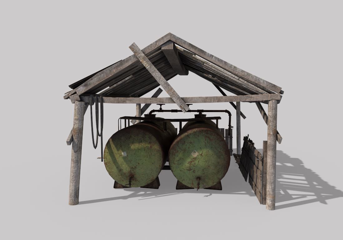 Old oil tank in open storage 3D model_4