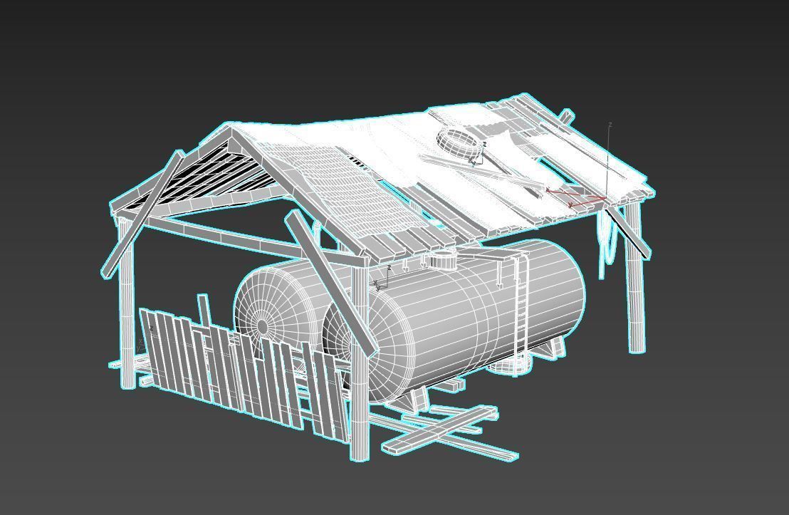 Old oil tank in open storage 3D model_11