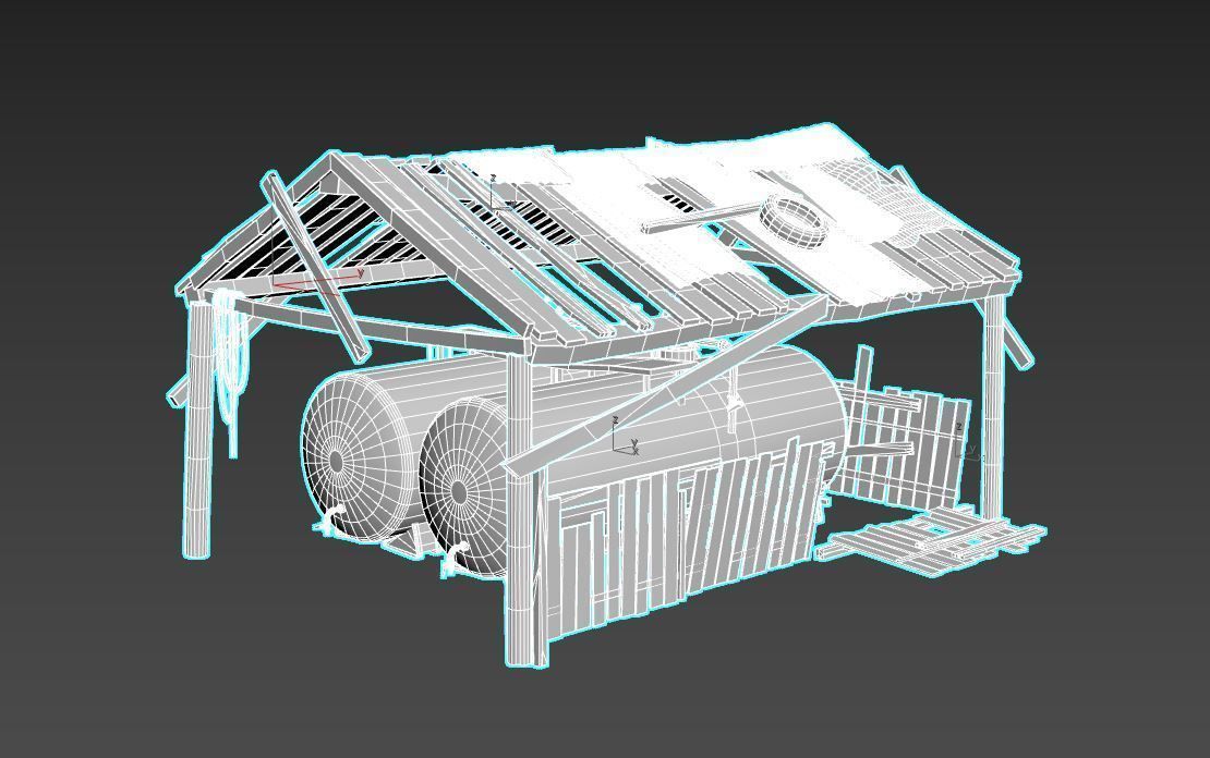 Old oil tank in open storage 3D model_13