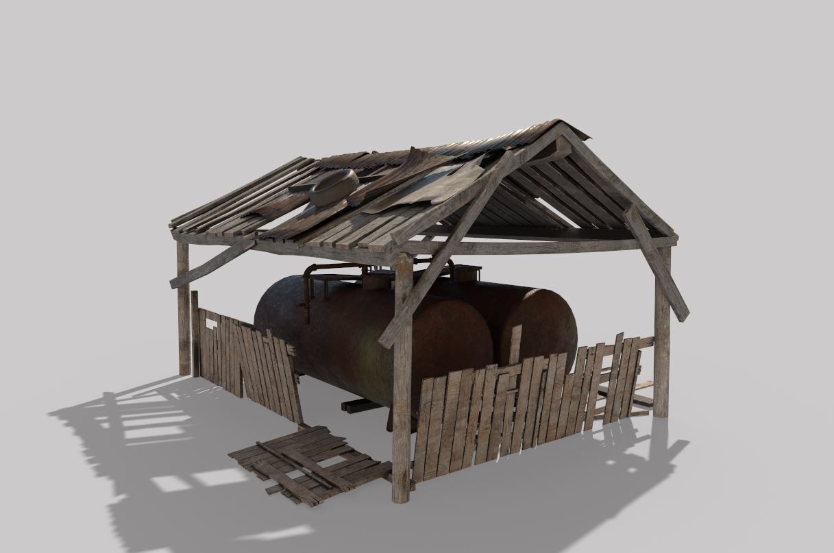 Old oil tank in open storage 3D model_8