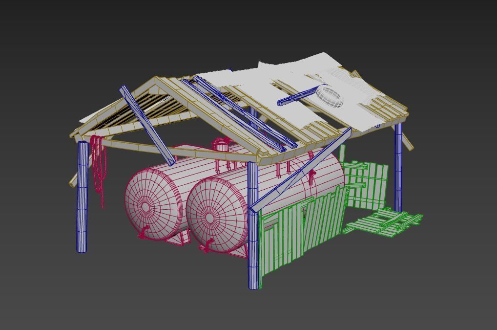 Old oil tank in open storage 3D model_12