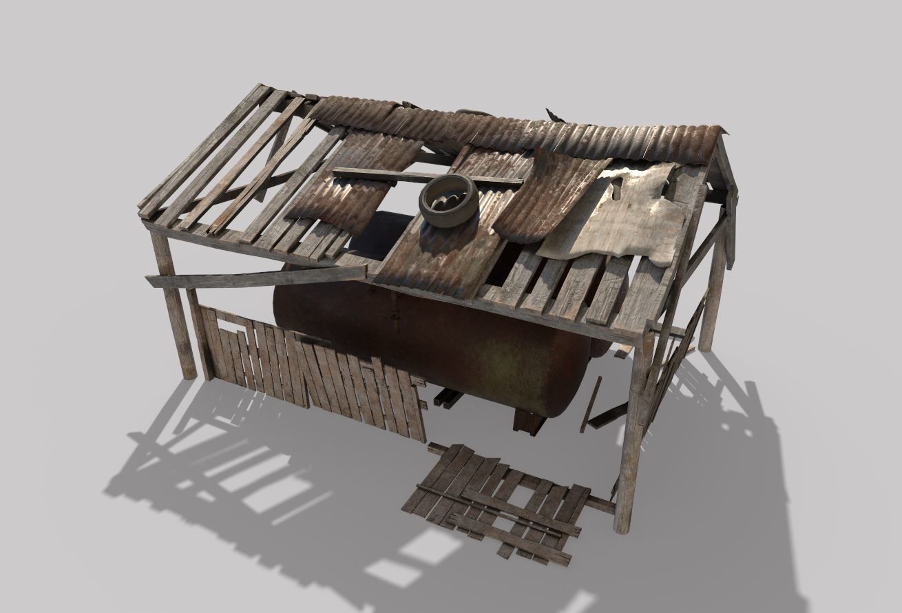 Old oil tank in open storage 3D model_7