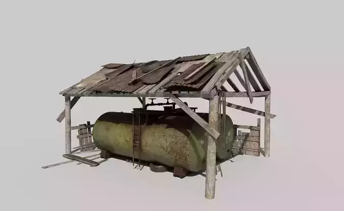 Old oil tank in open storage 3D model