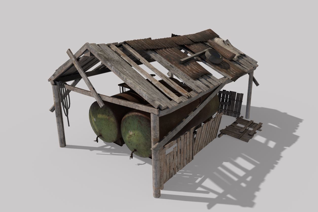 Old oil tank in open storage 3D model_5