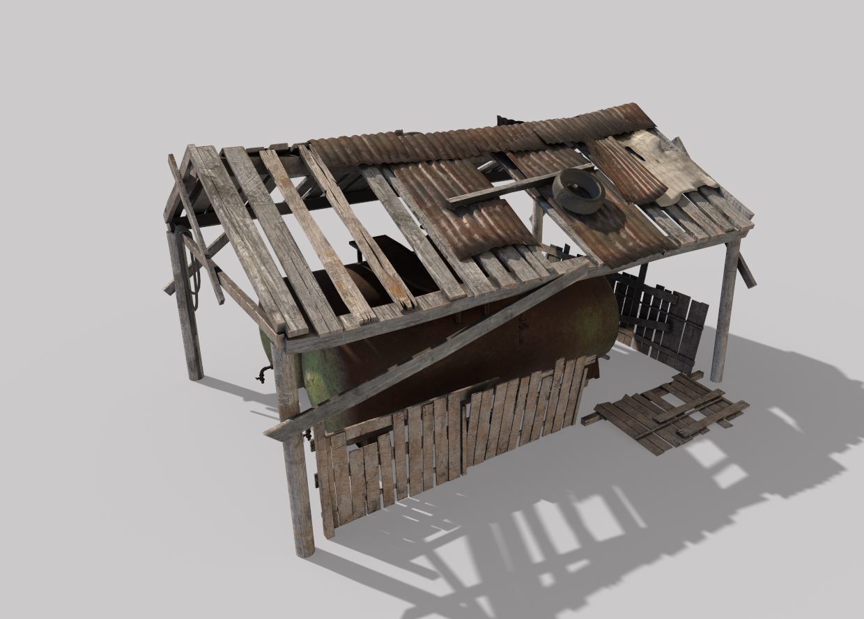 Old oil tank in open storage 3D model_6