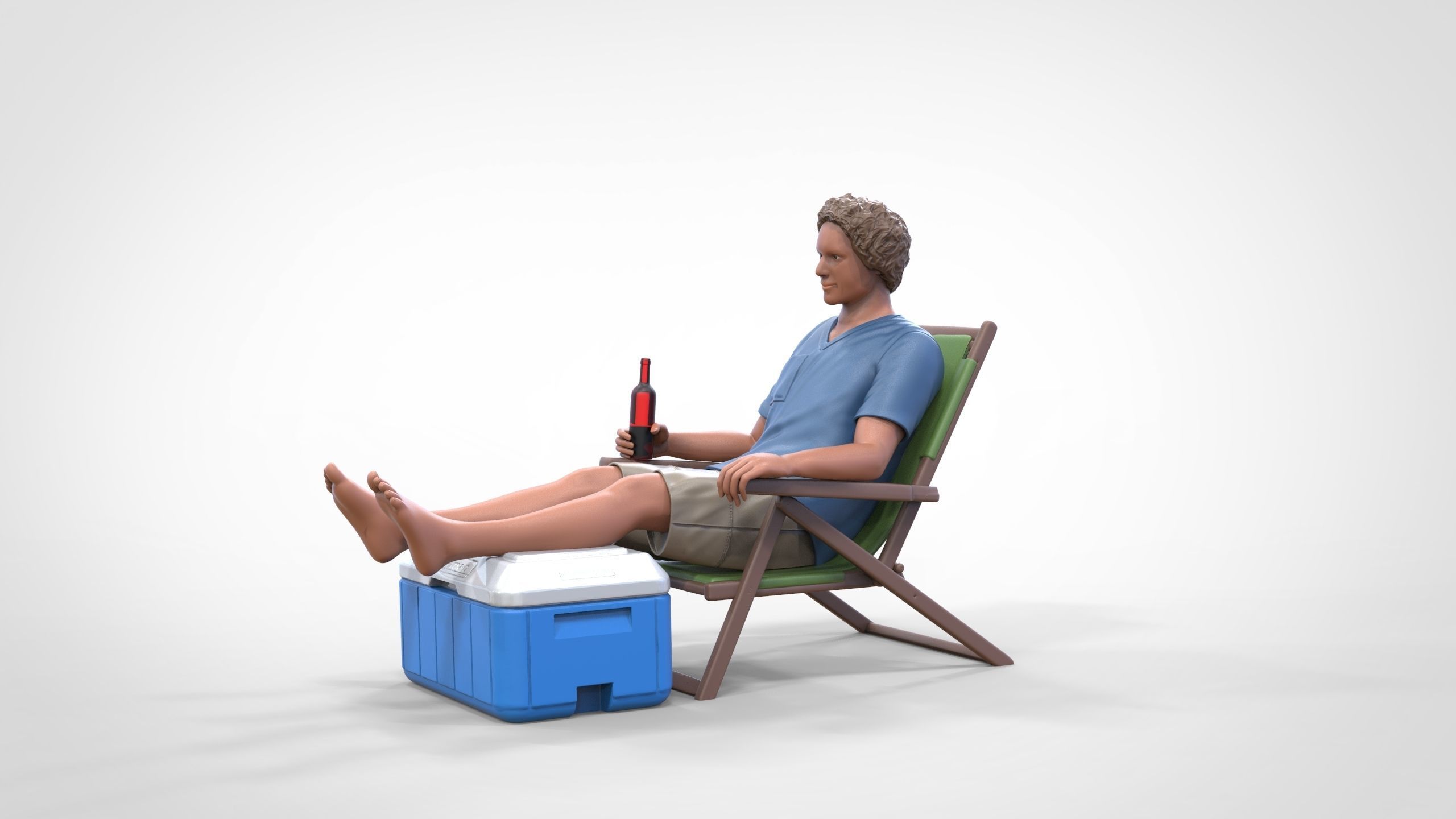N1 Chillout guy with Armchair and umbrella  3D print model_8