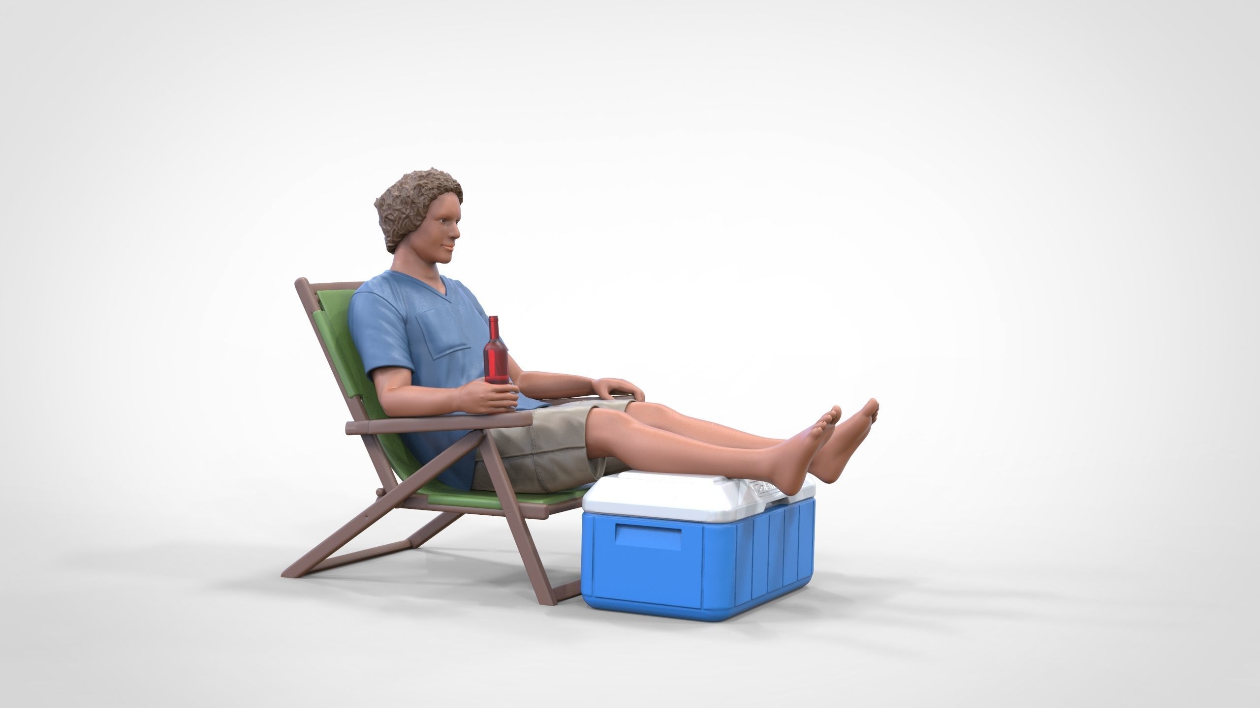 N1 Chillout guy with Armchair and umbrella  3D print model_24