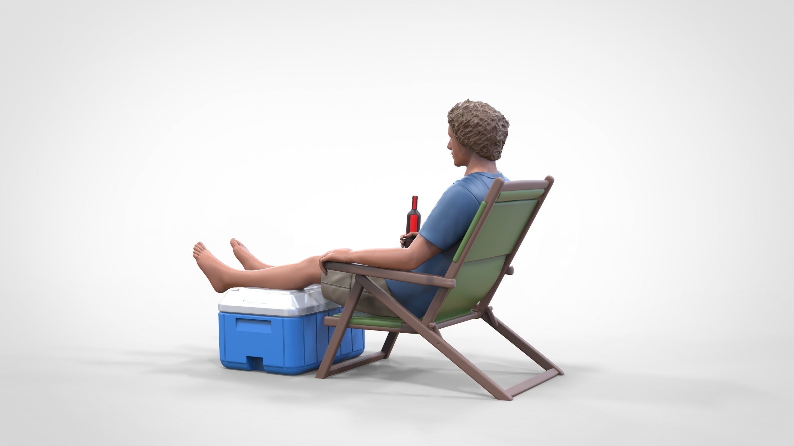 N1 Chillout guy with Armchair and umbrella  3D print model_12