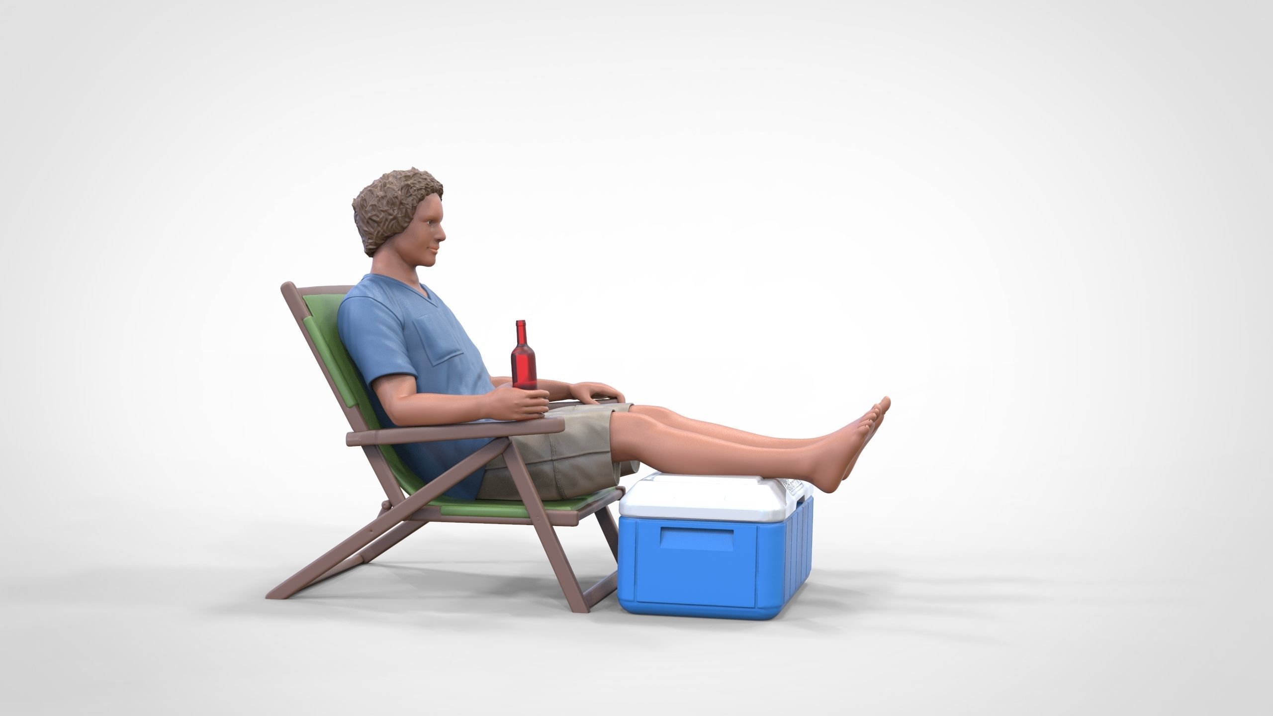 N1 Chillout guy with Armchair and umbrella  3D print model_23