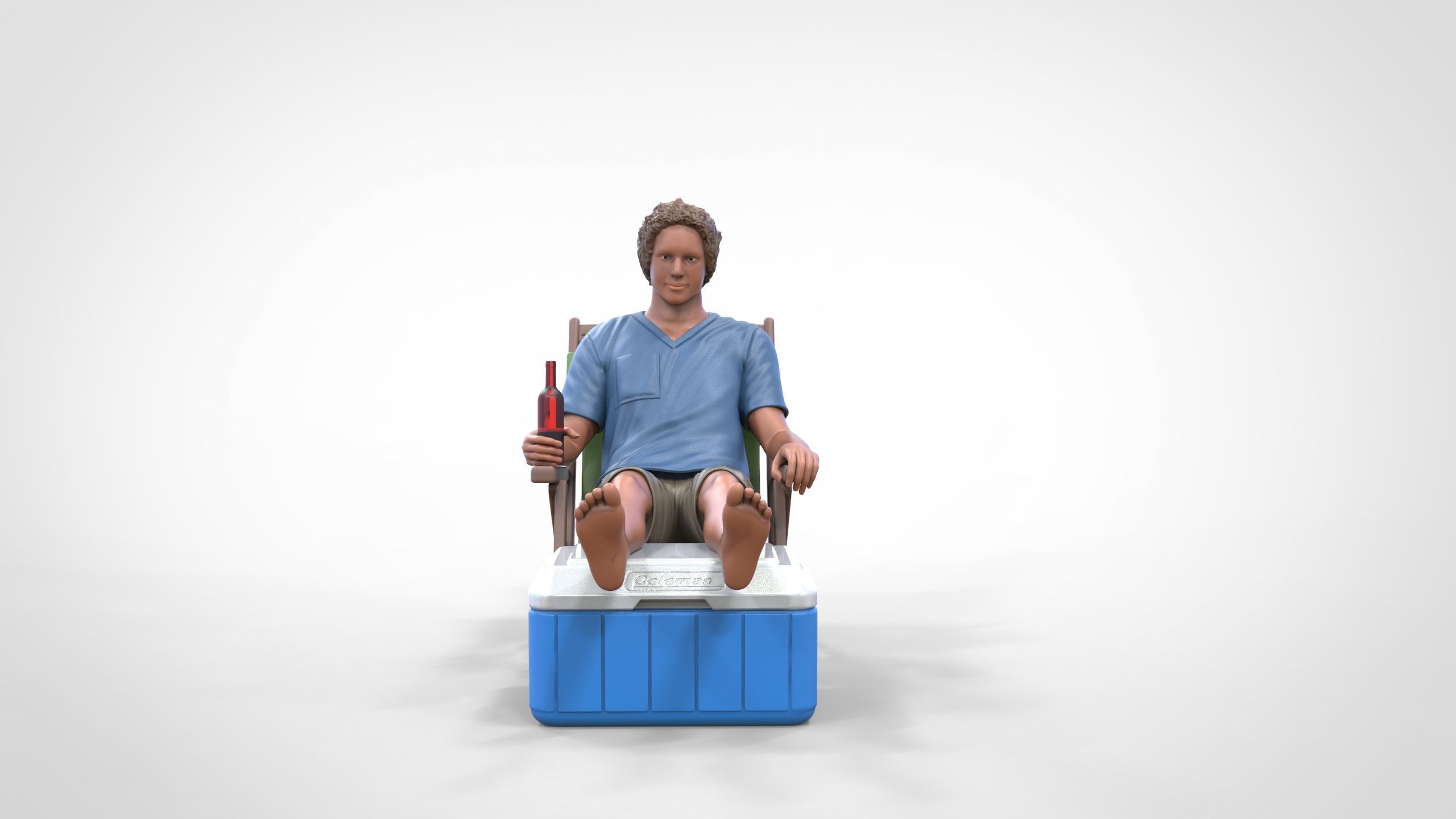 N1 Chillout guy with Armchair and umbrella  3D print model_4