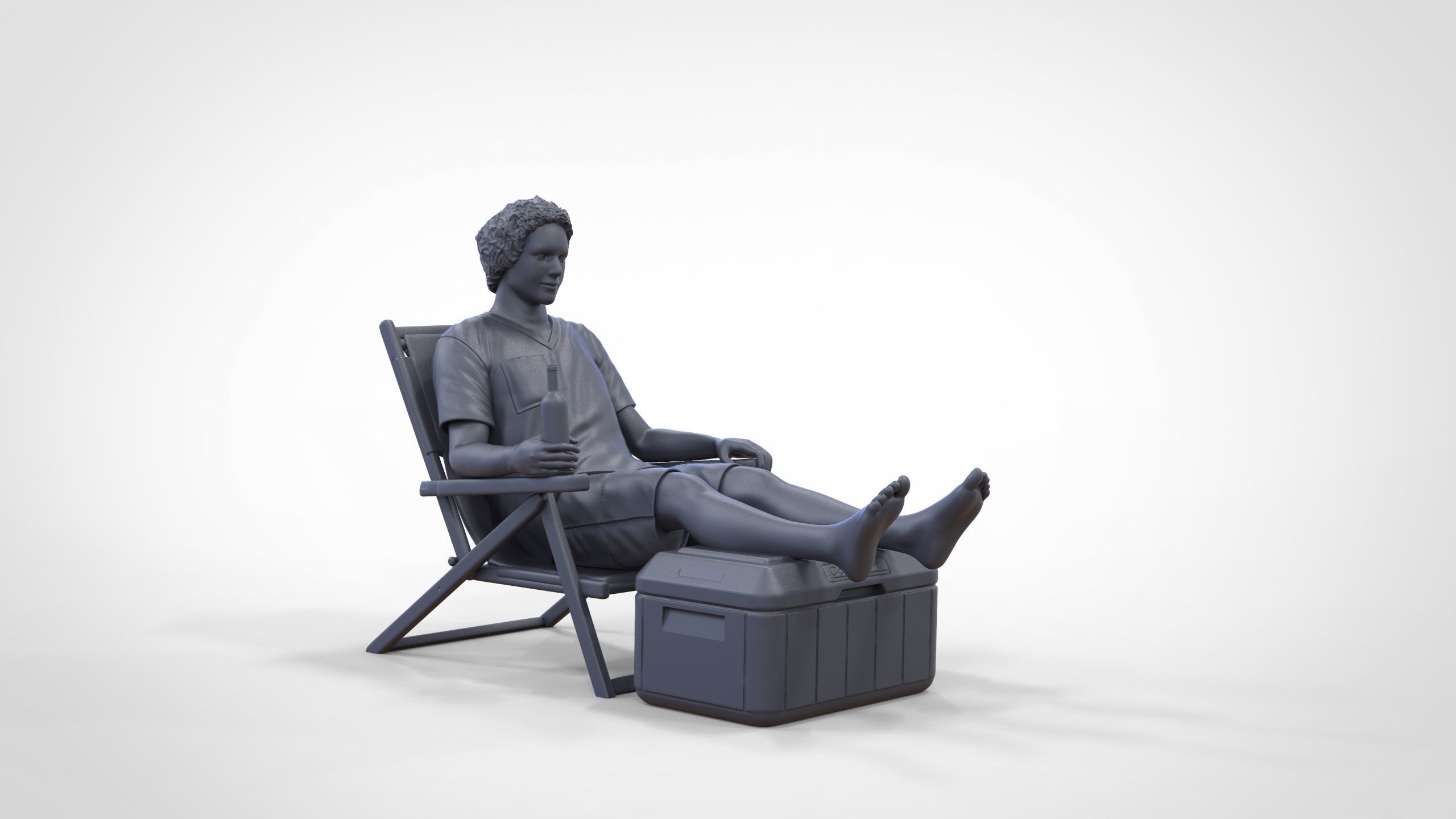 N1 Chillout guy with Armchair and umbrella  3D print model_38