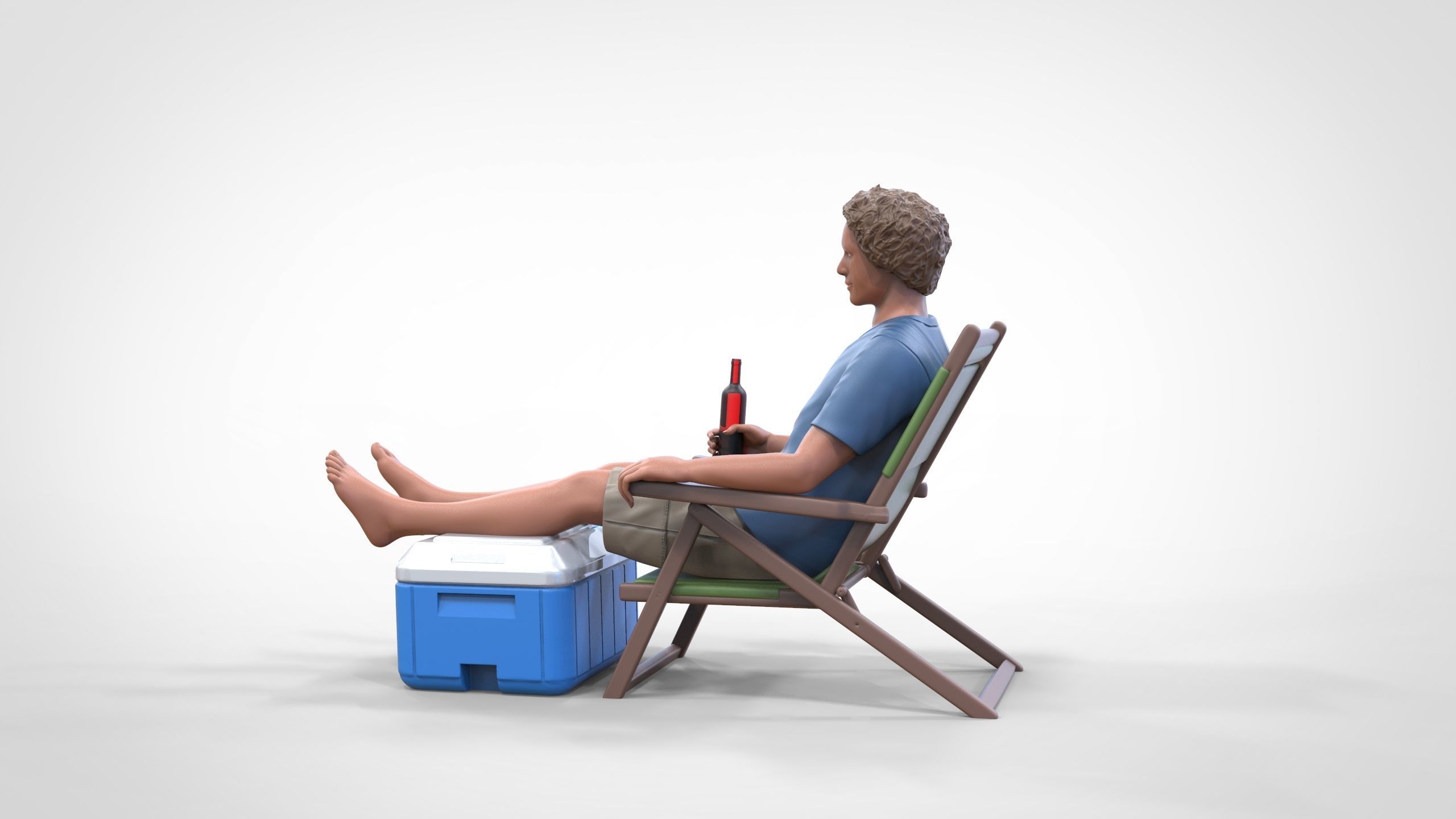 N1 Chillout guy with Armchair and umbrella  3D print model_11
