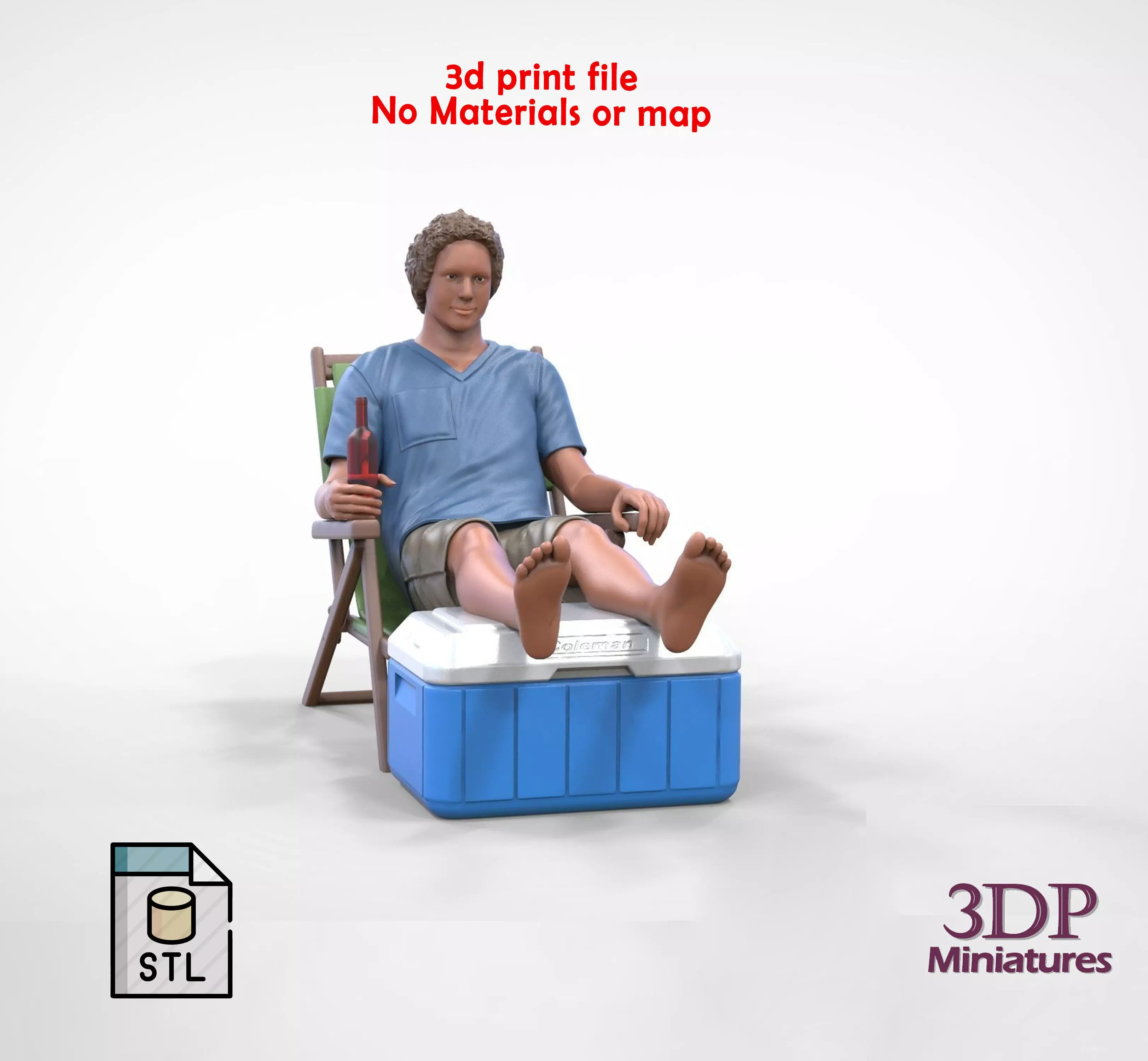 N1 Chillout guy with Armchair and umbrella  3D print model_0