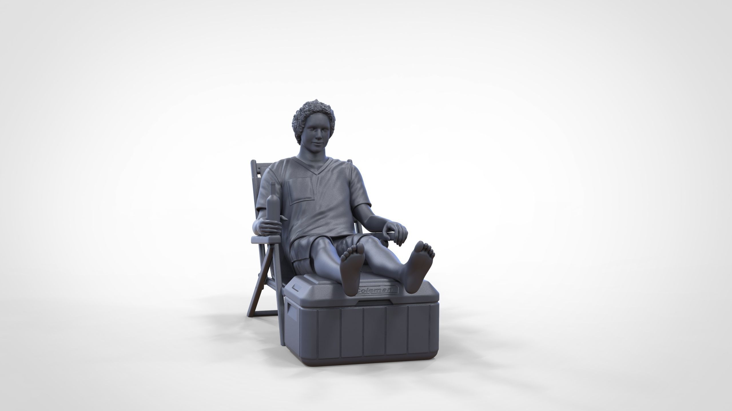 N1 Chillout guy with Armchair and umbrella  3D print model_27
