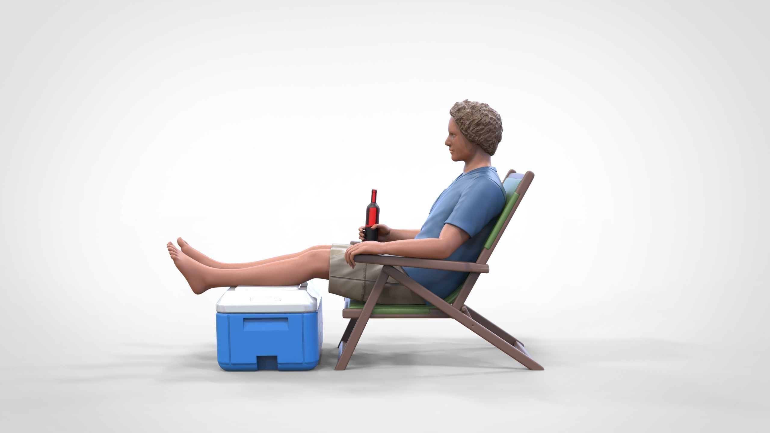 N1 Chillout guy with Armchair and umbrella  3D print model_10