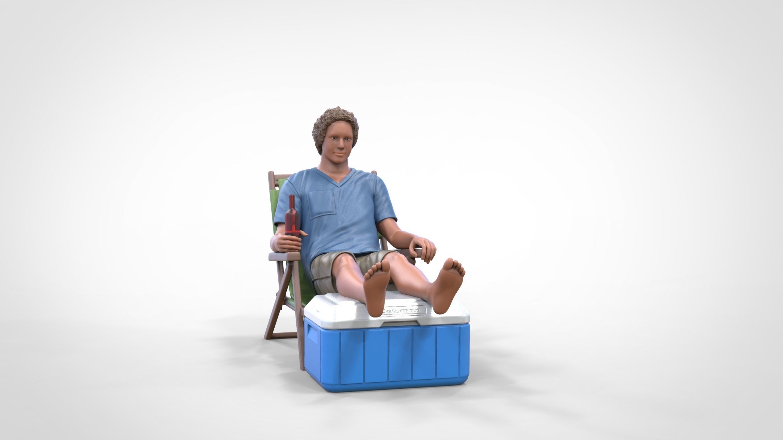 N1 Chillout guy with Armchair and umbrella  3D print model_3