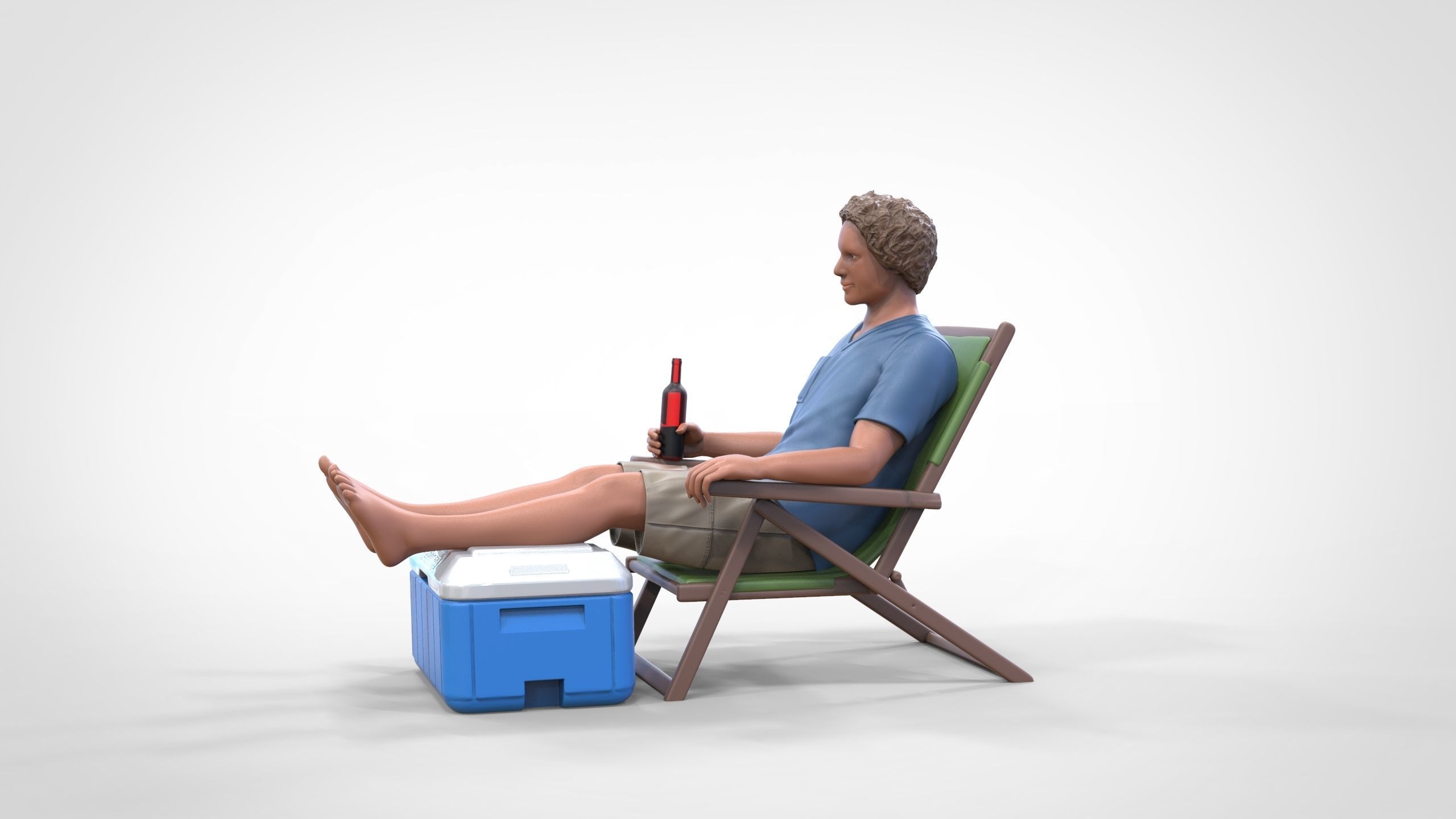 N1 Chillout guy with Armchair and umbrella  3D print model_9
