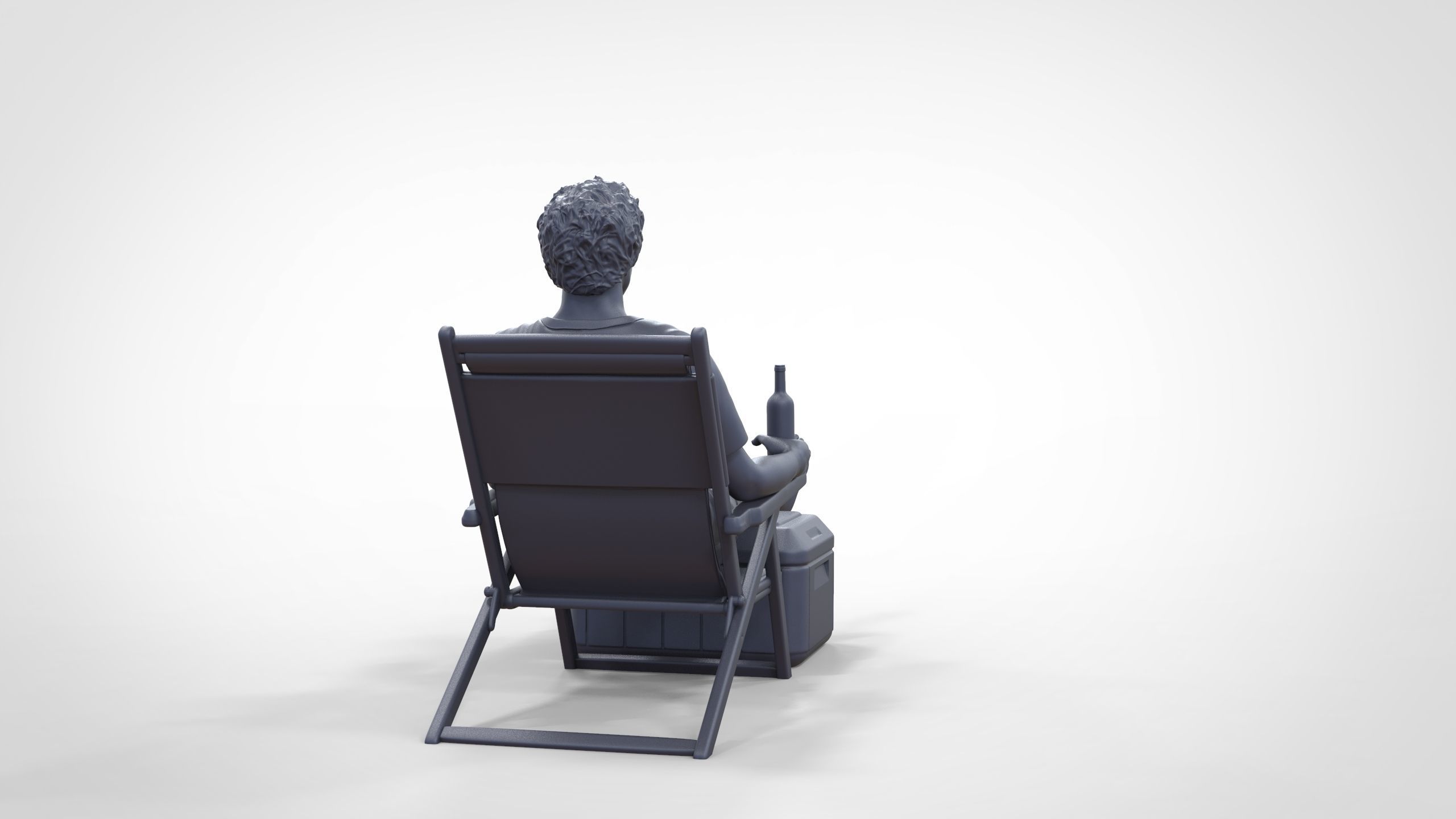 N1 Chillout guy with Armchair and umbrella  3D print model_34