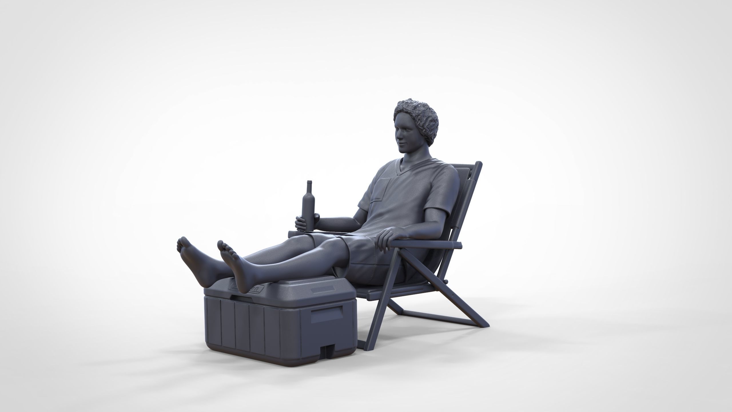 N1 Chillout guy with Armchair and umbrella  3D print model_29