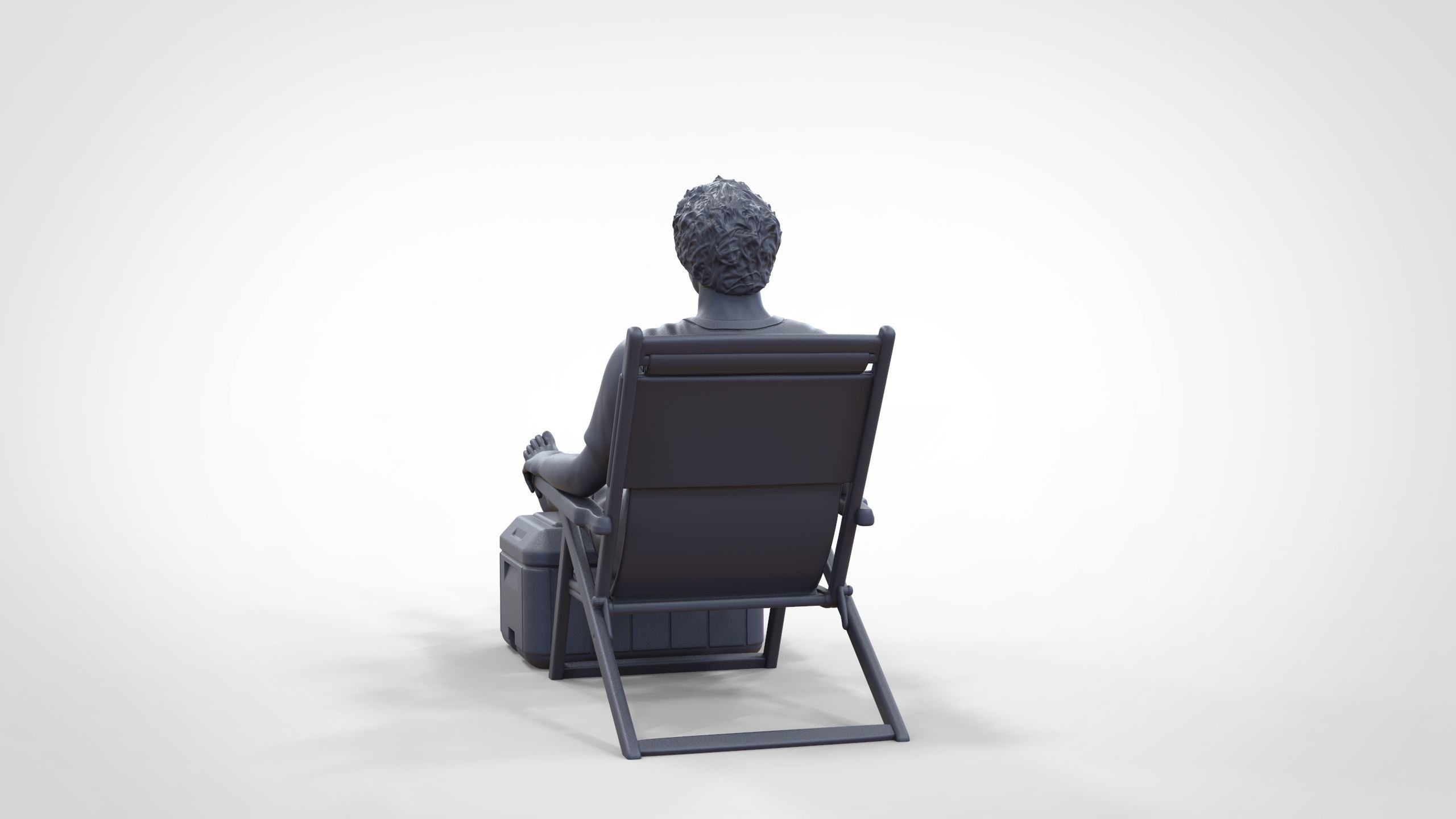 N1 Chillout guy with Armchair and umbrella  3D print model_33