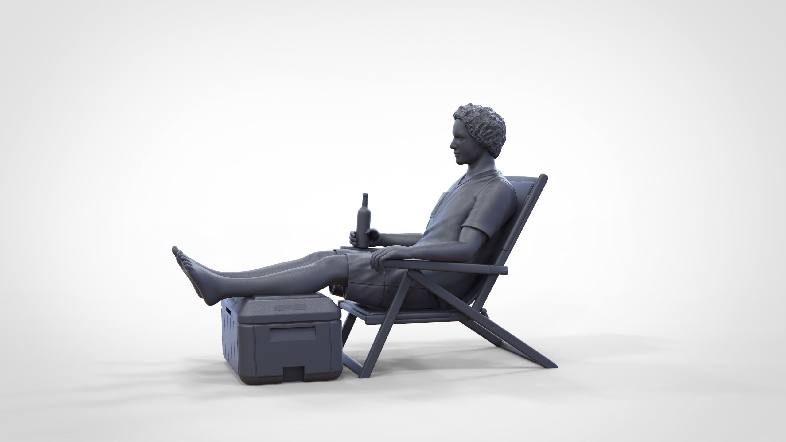 N1 Chillout guy with Armchair and umbrella  3D print model_30