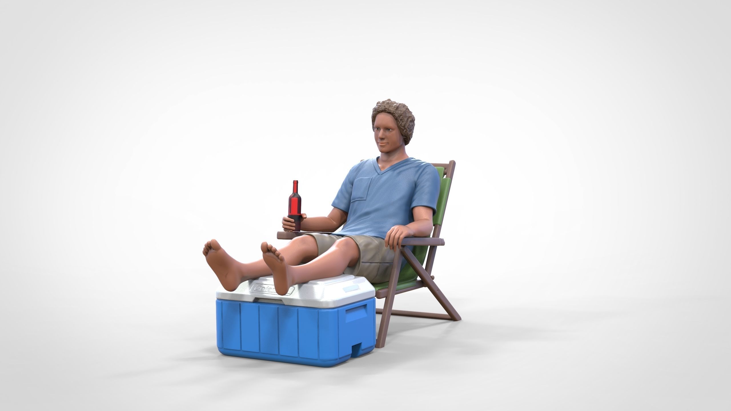 N1 Chillout guy with Armchair and umbrella  3D print model_6