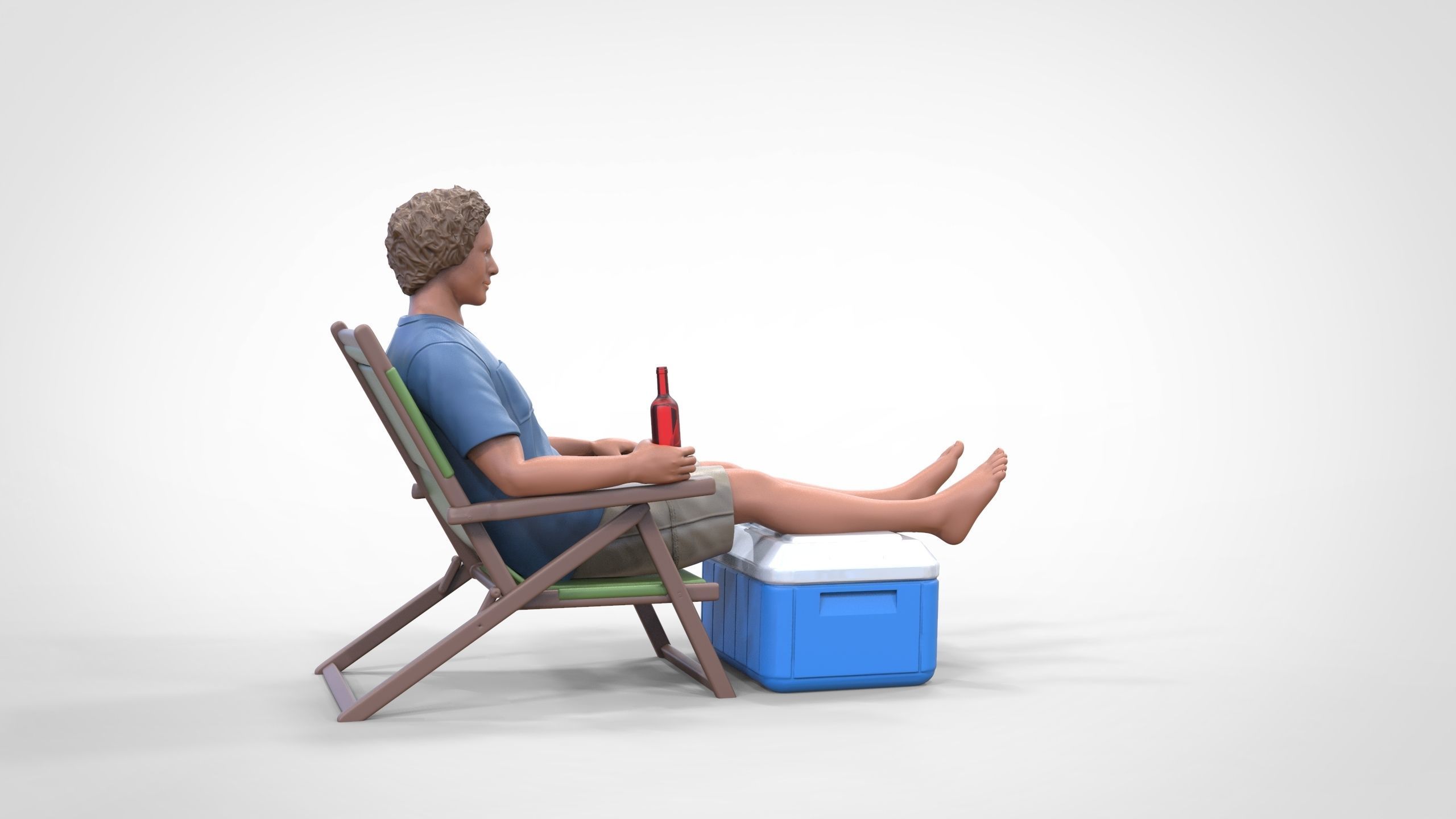 N1 Chillout guy with Armchair and umbrella  3D print model_21
