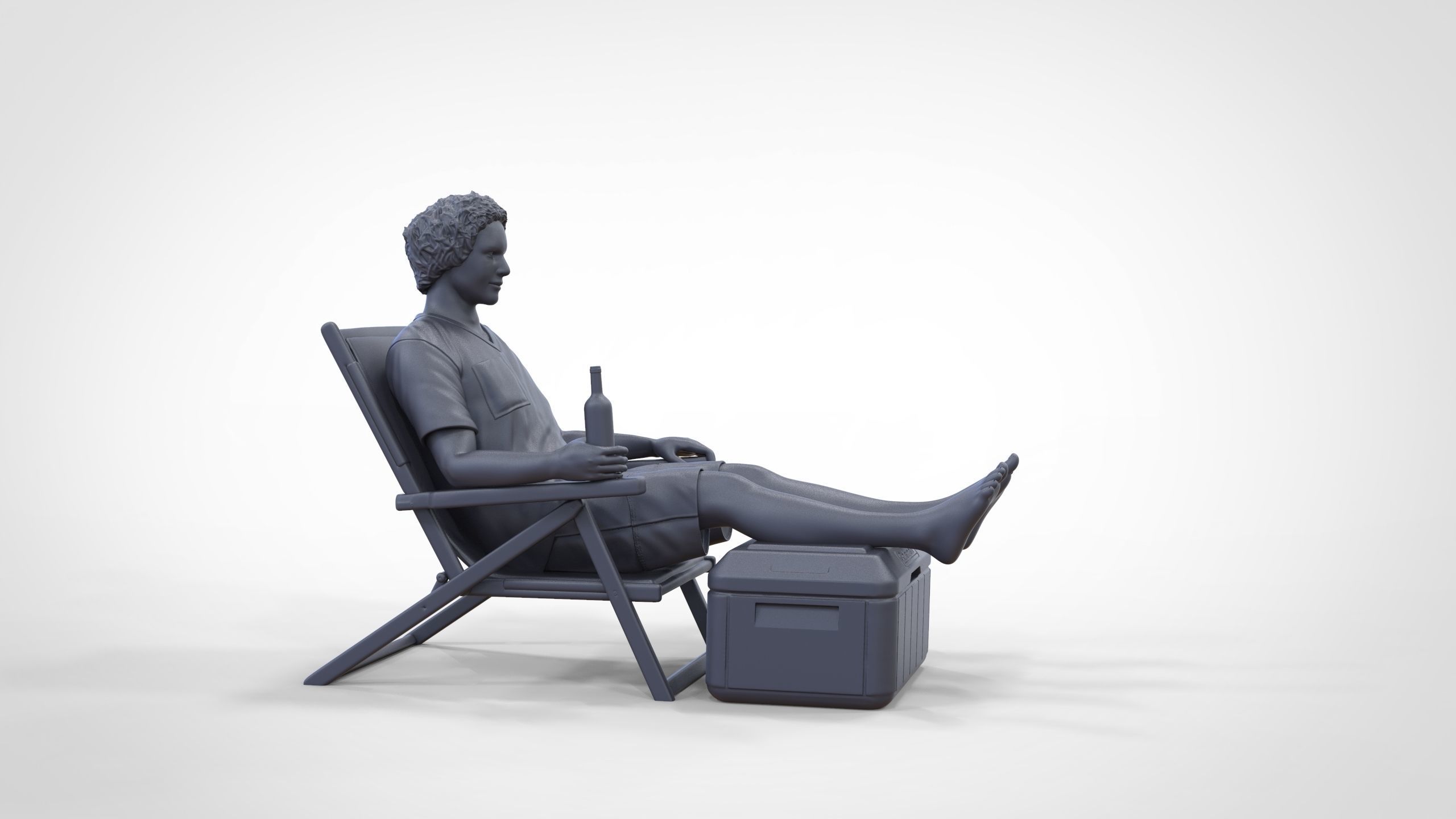 N1 Chillout guy with Armchair and umbrella  3D print model_37
