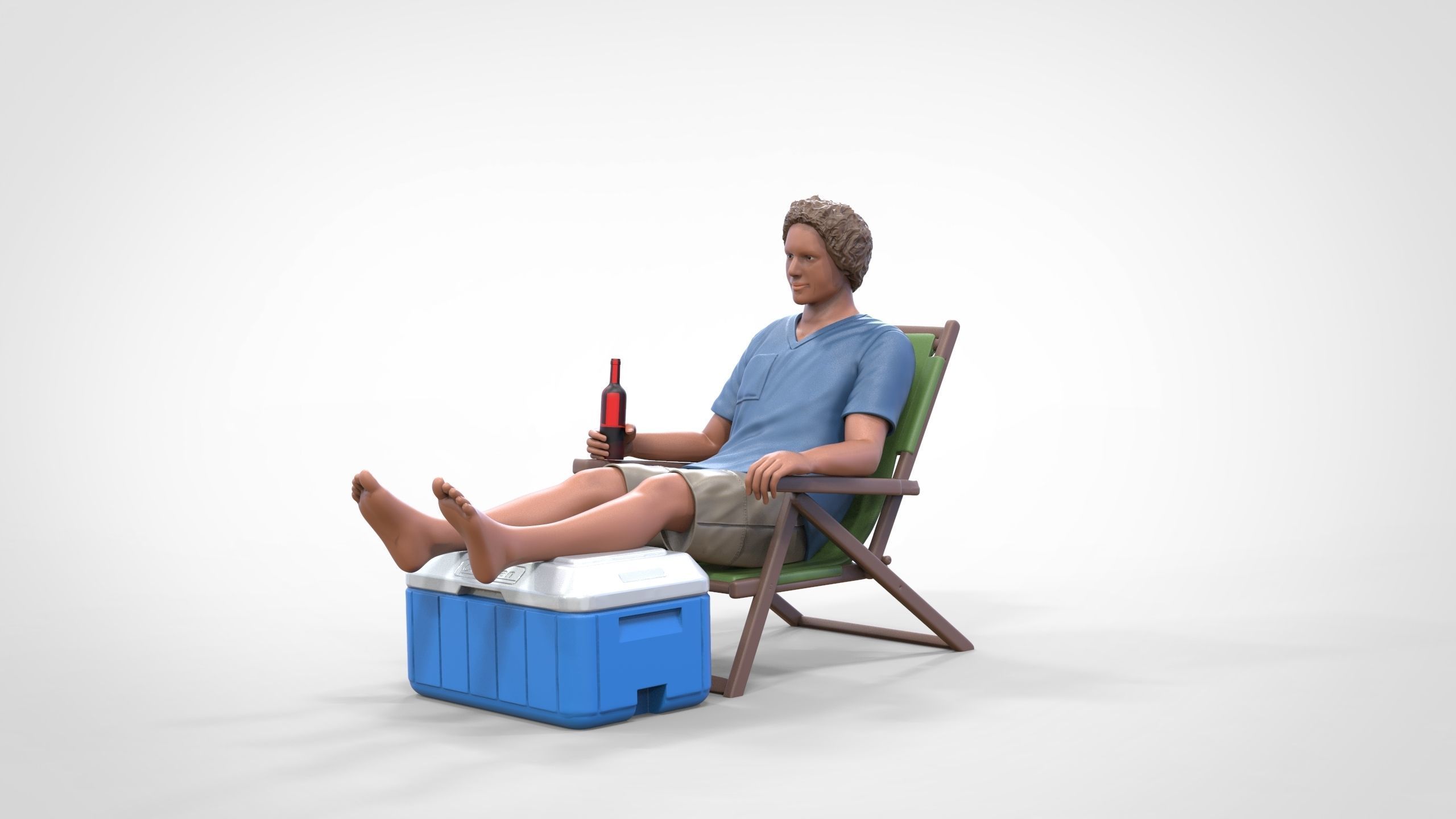 N1 Chillout guy with Armchair and umbrella  3D print model_7