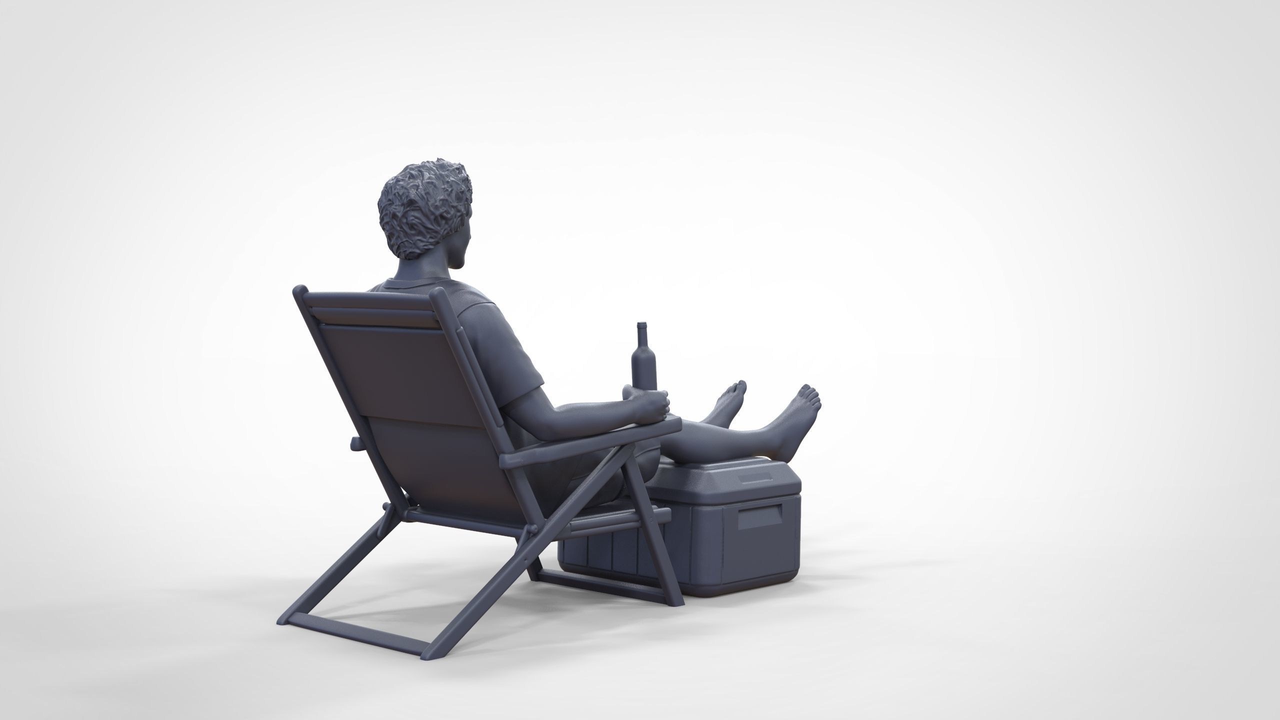 N1 Chillout guy with Armchair and umbrella  3D print model_35