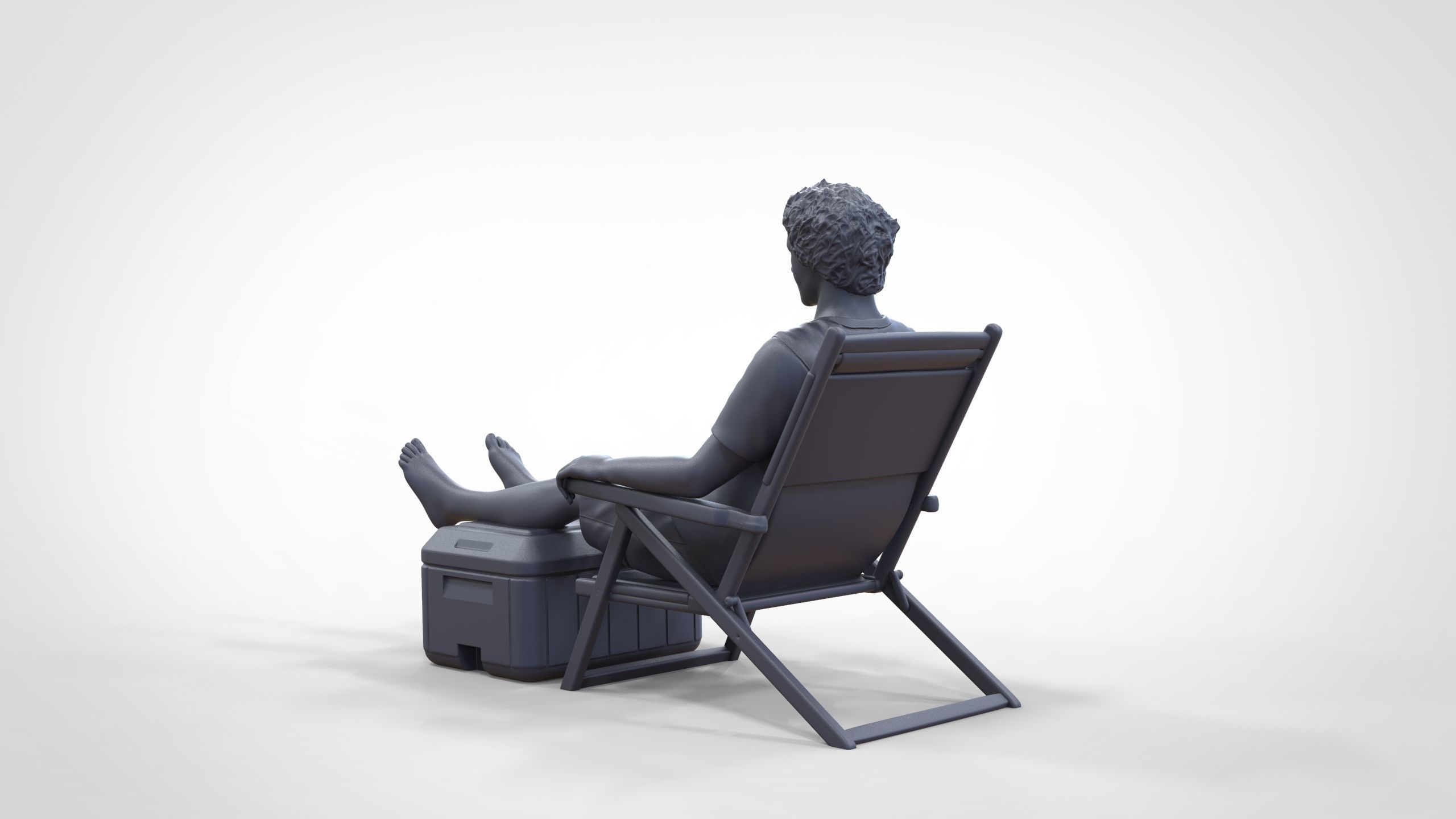 N1 Chillout guy with Armchair and umbrella  3D print model_32