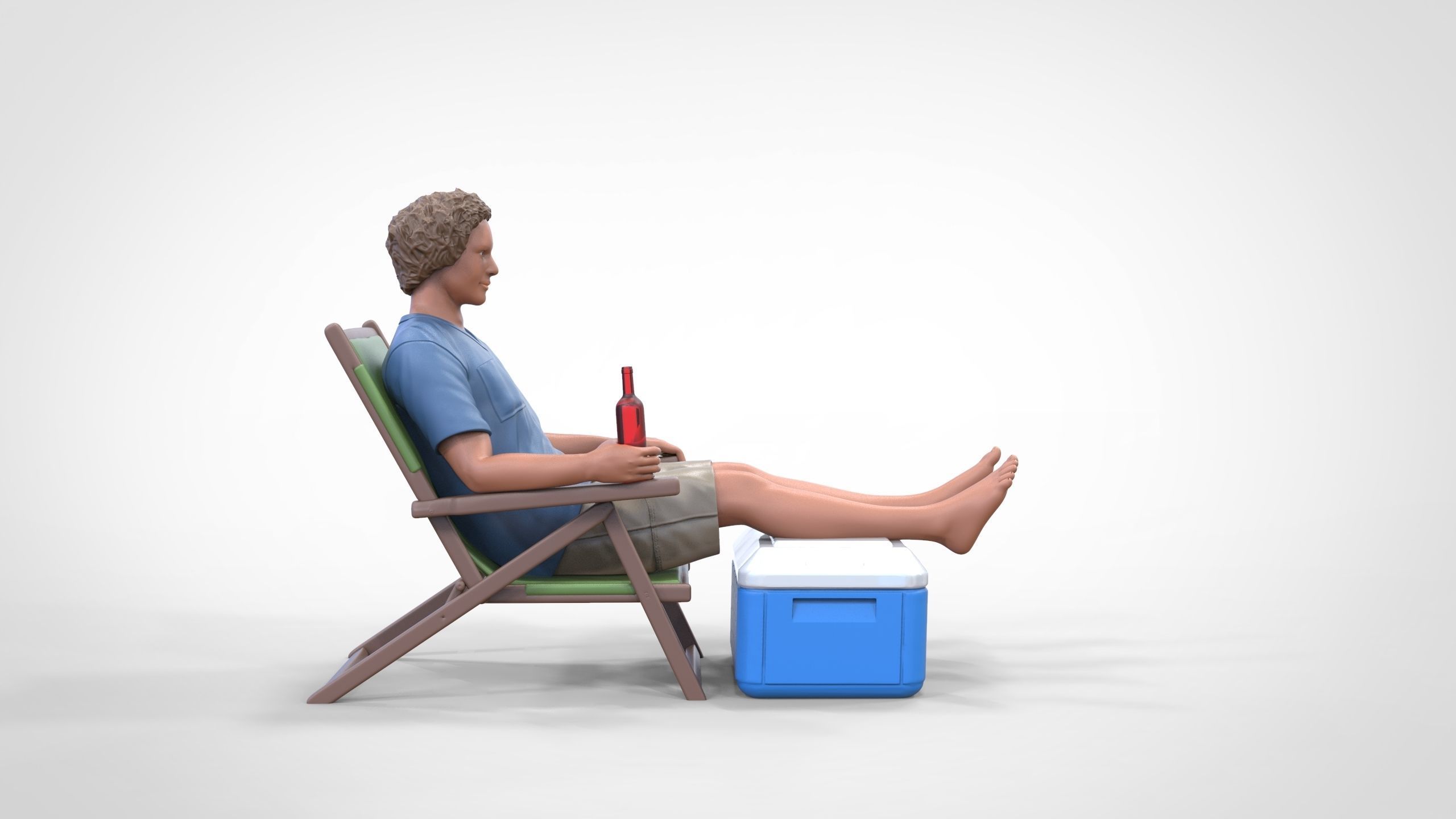 N1 Chillout guy with Armchair and umbrella  3D print model_22