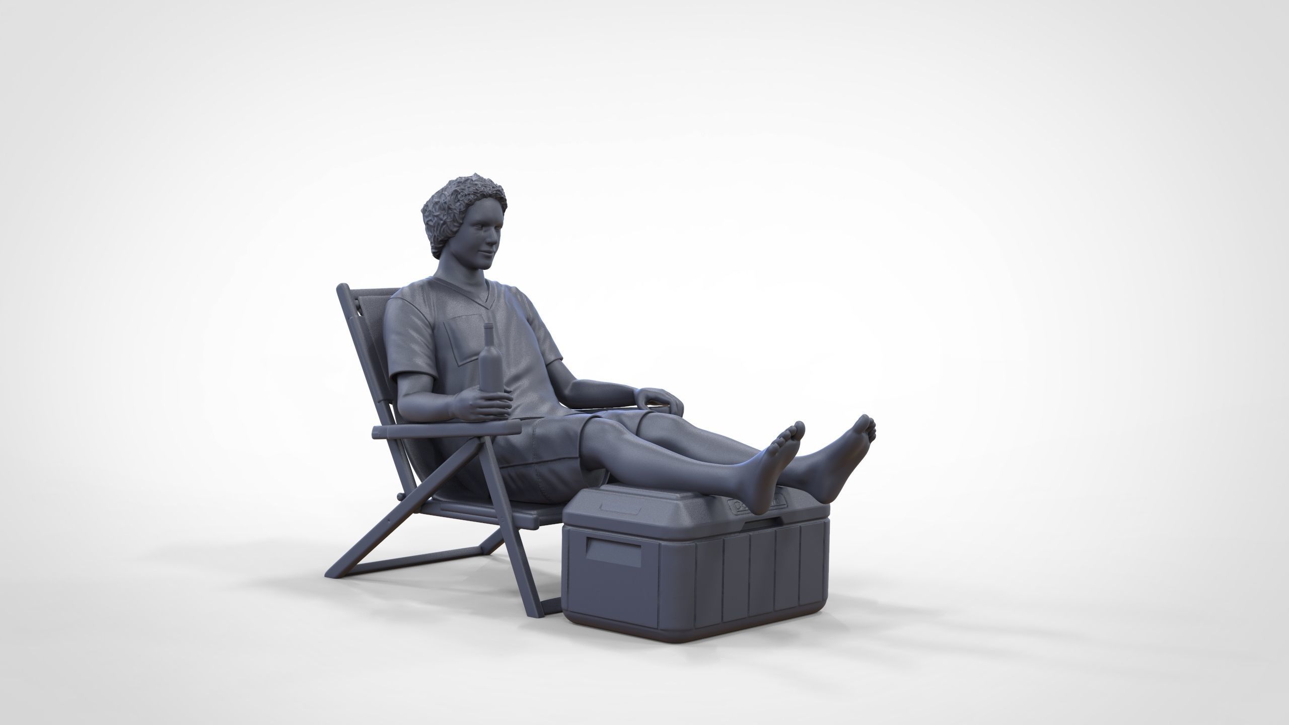 N1 Chillout guy with Armchair and umbrella  3D print model_26
