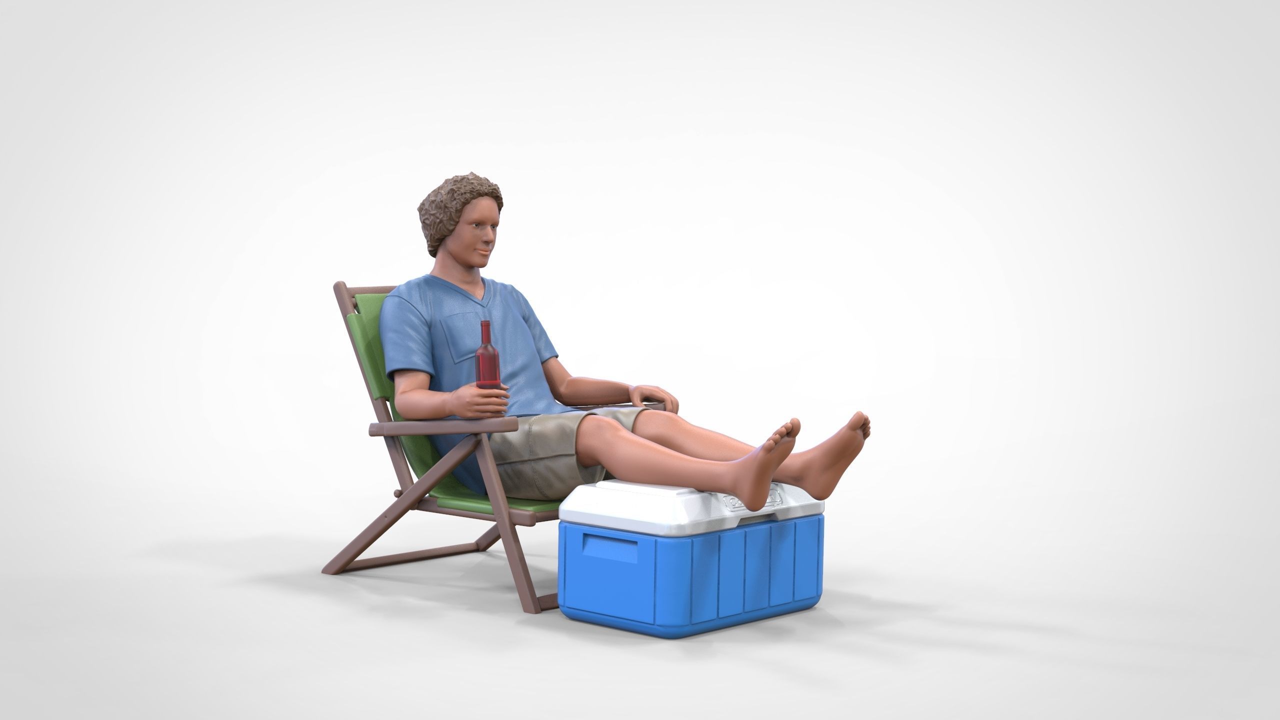 N1 Chillout guy with Armchair and umbrella  3D print model_25