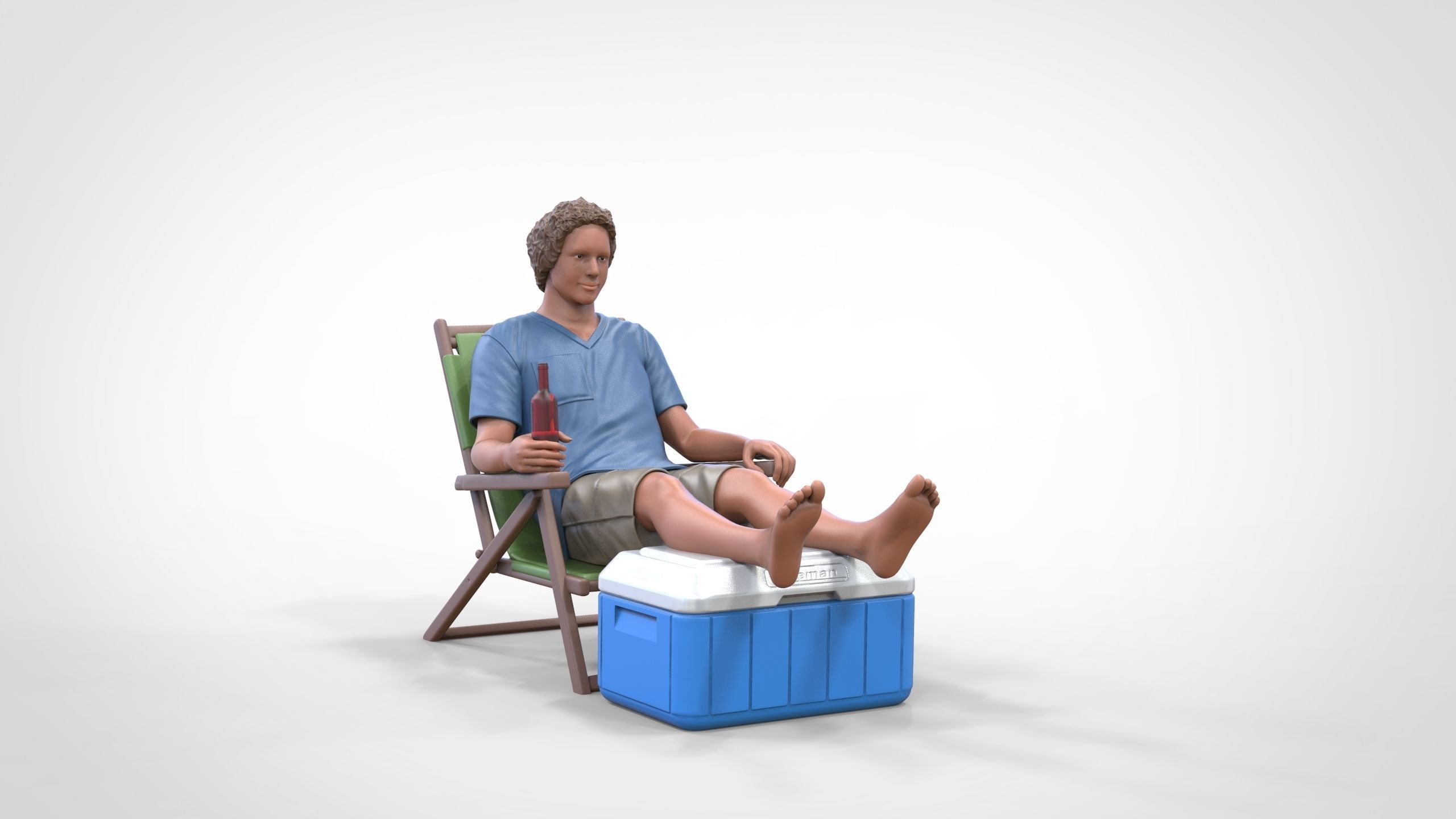 N1 Chillout guy with Armchair and umbrella  3D print model_2
