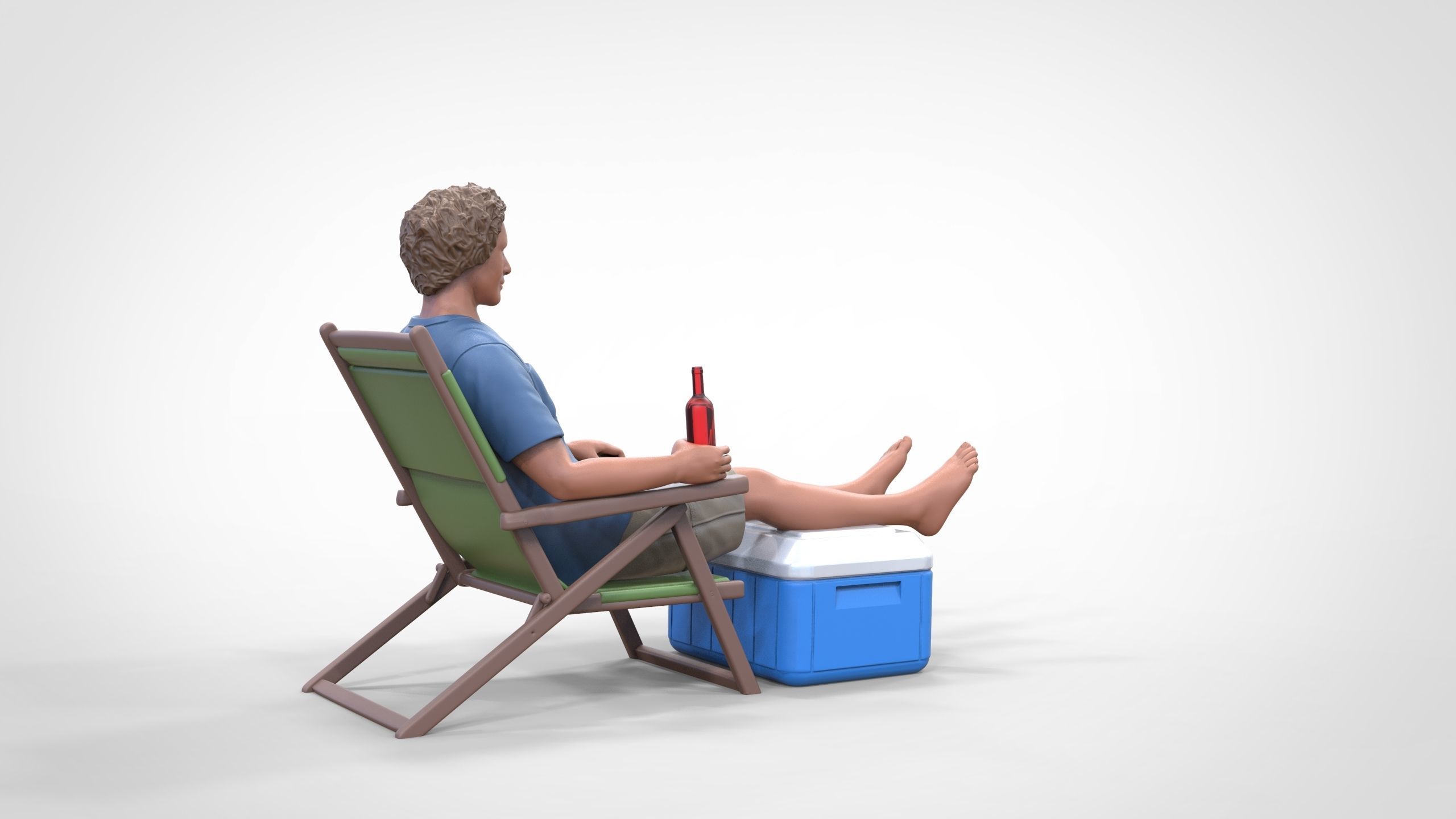 N1 Chillout guy with Armchair and umbrella  3D print model_19