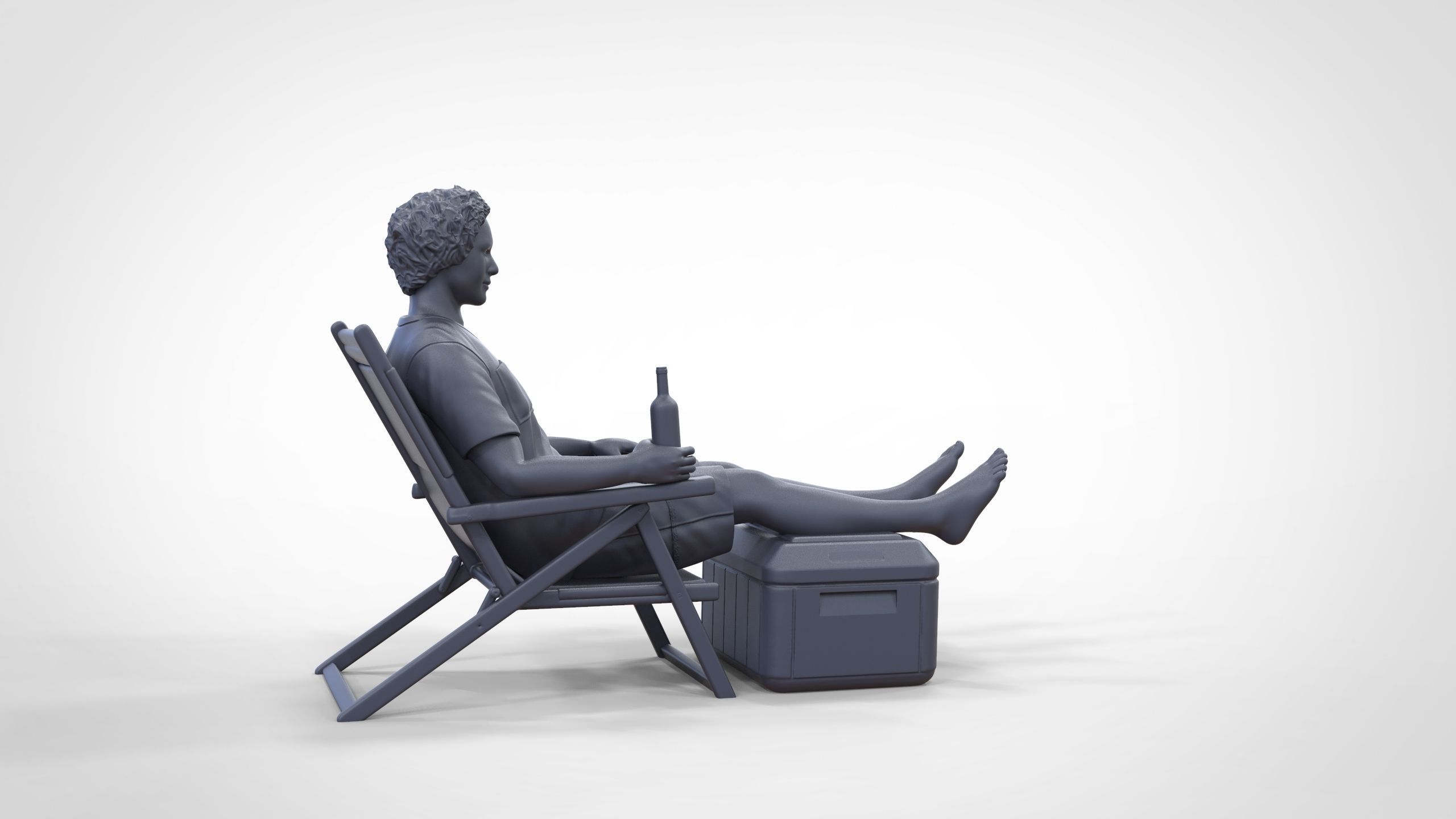 N1 Chillout guy with Armchair and umbrella  3D print model_36