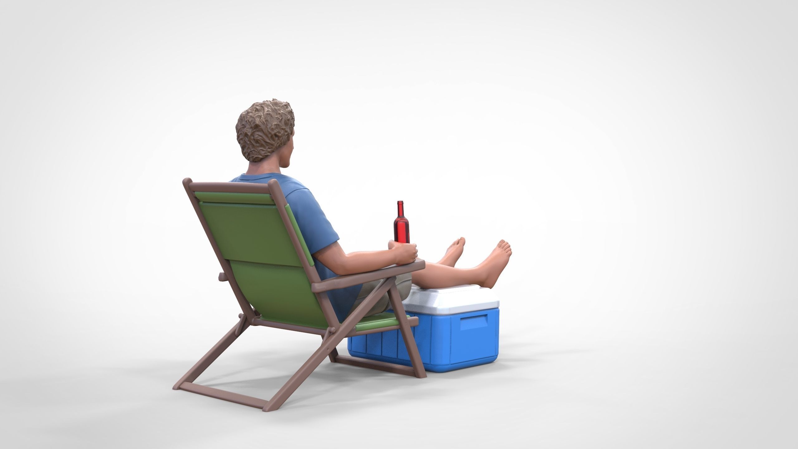 N1 Chillout guy with Armchair and umbrella  3D print model_20