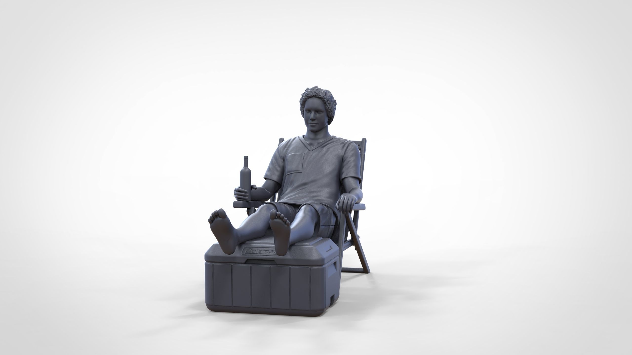 N1 Chillout guy with Armchair and umbrella  3D print model_28