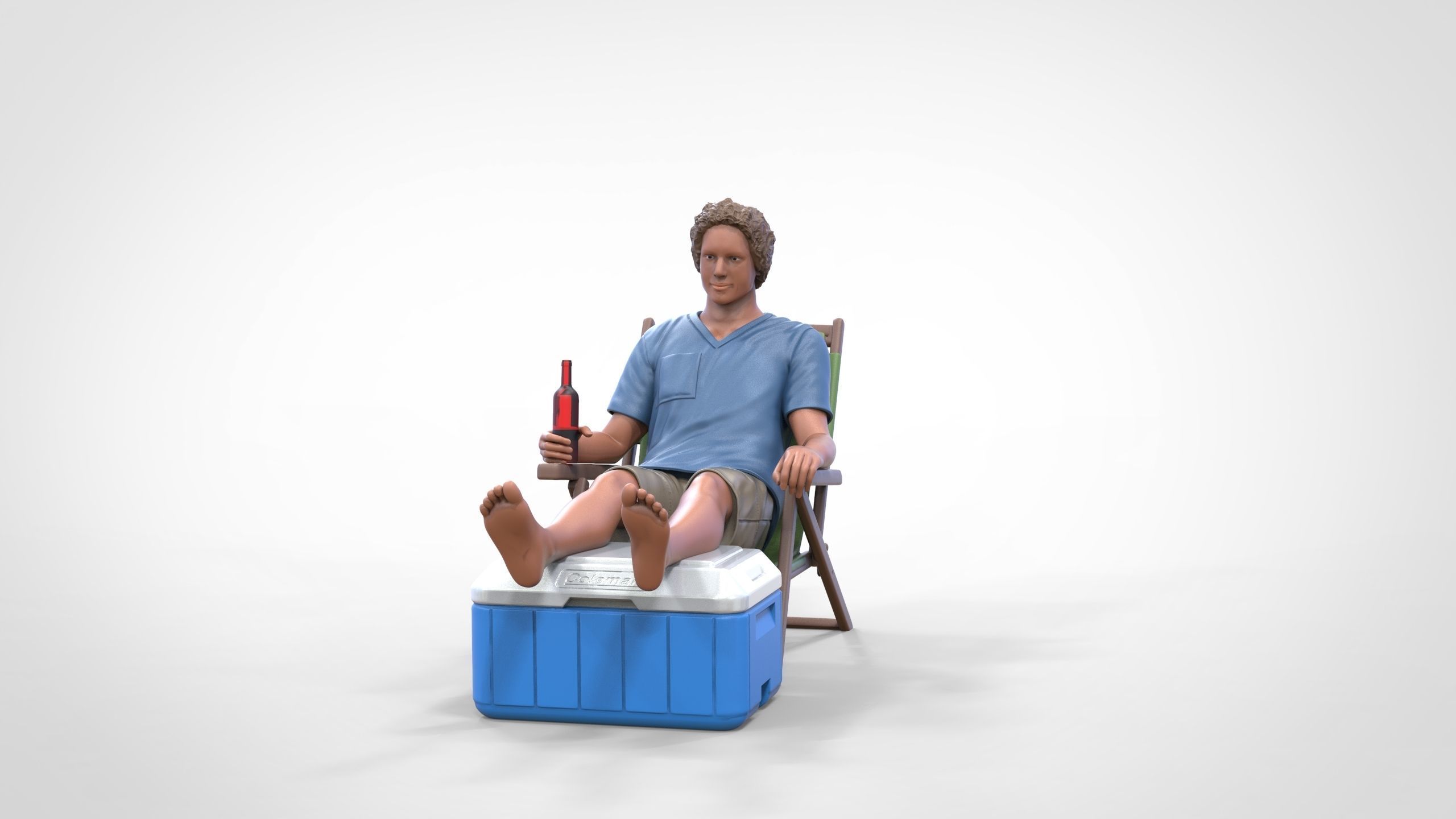 N1 Chillout guy with Armchair and umbrella  3D print model_5