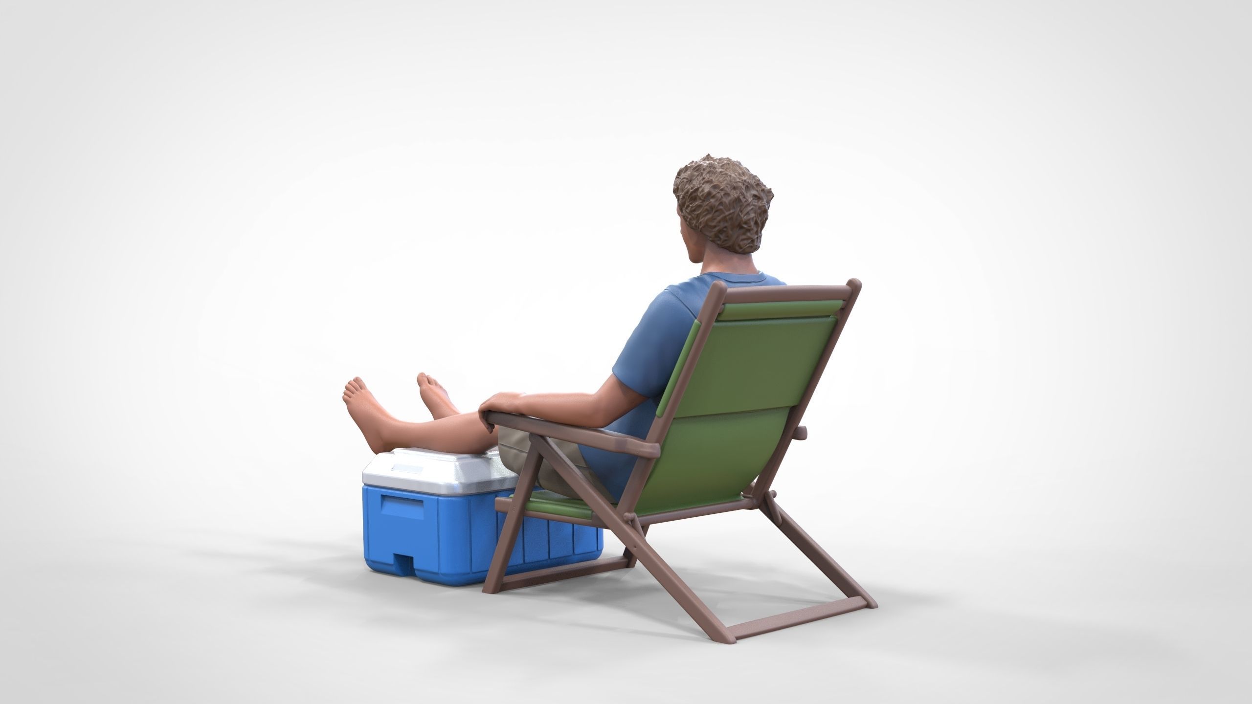 N1 Chillout guy with Armchair and umbrella  3D print model_13