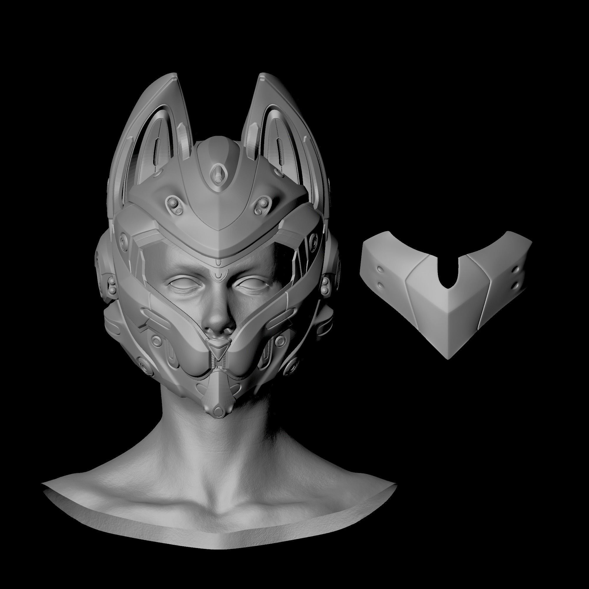 STL models helm for Yui Spec Ops Cat 3D print model_1