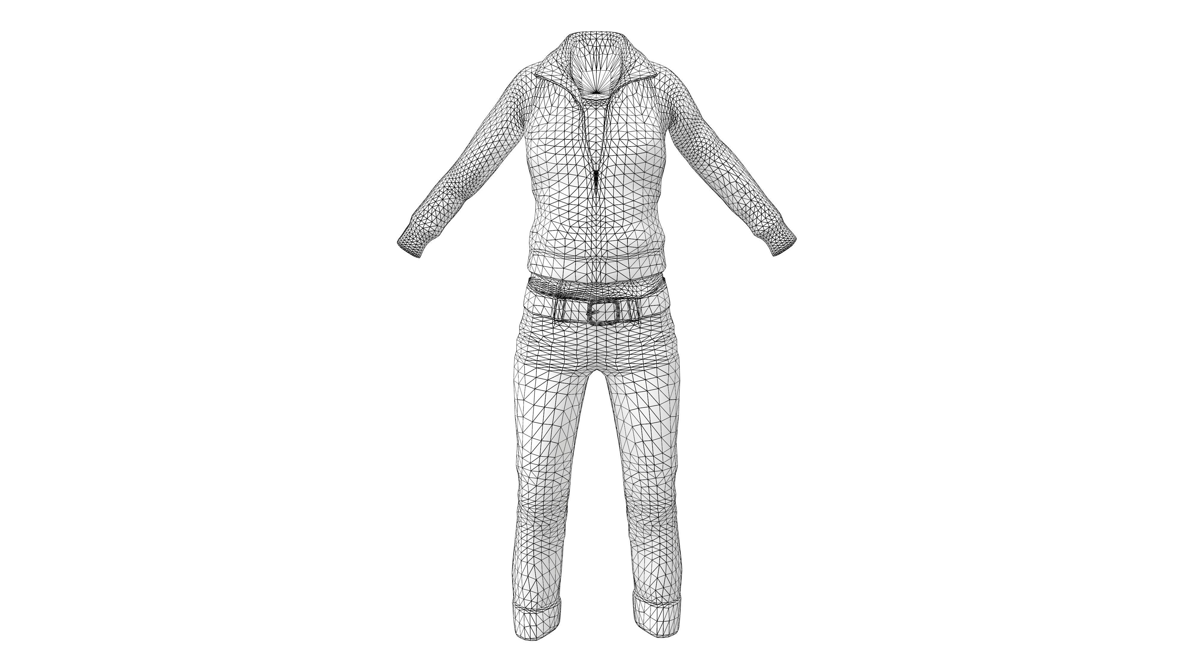 Casual Girl Character Outfit Low-poly 3D model_8