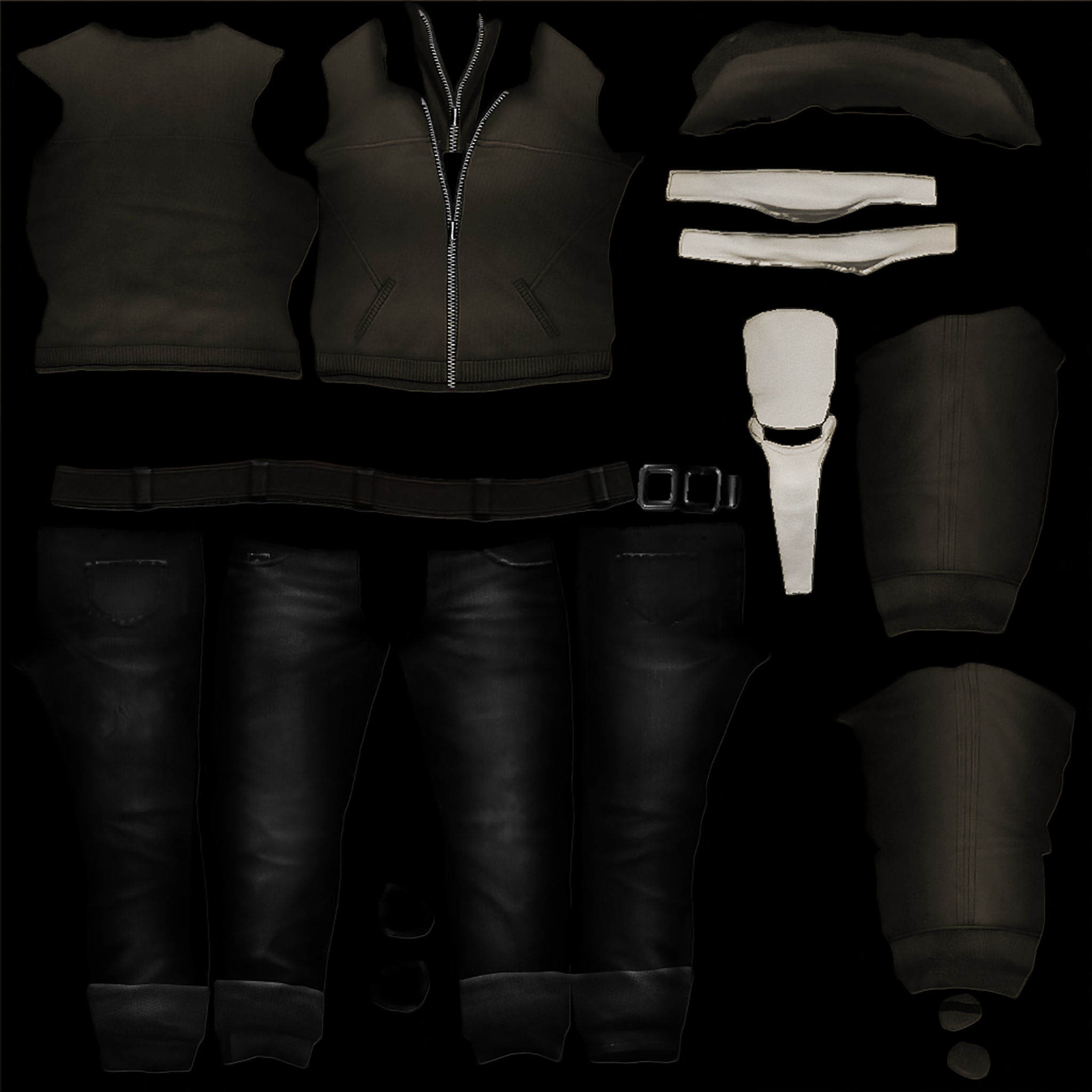 Casual Girl Character Outfit Low-poly 3D model_11