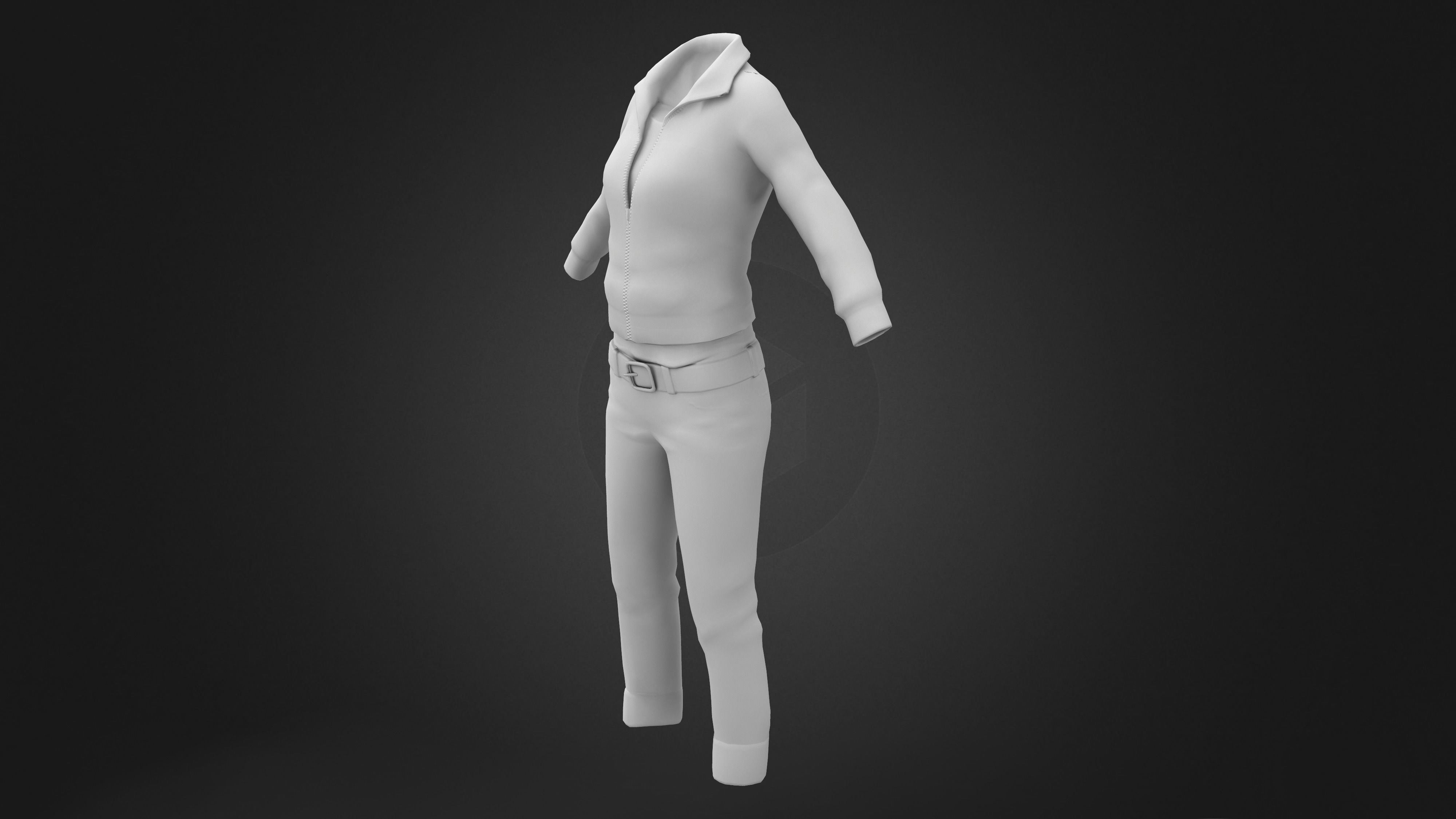 Casual Girl Character Outfit Low-poly 3D model_10