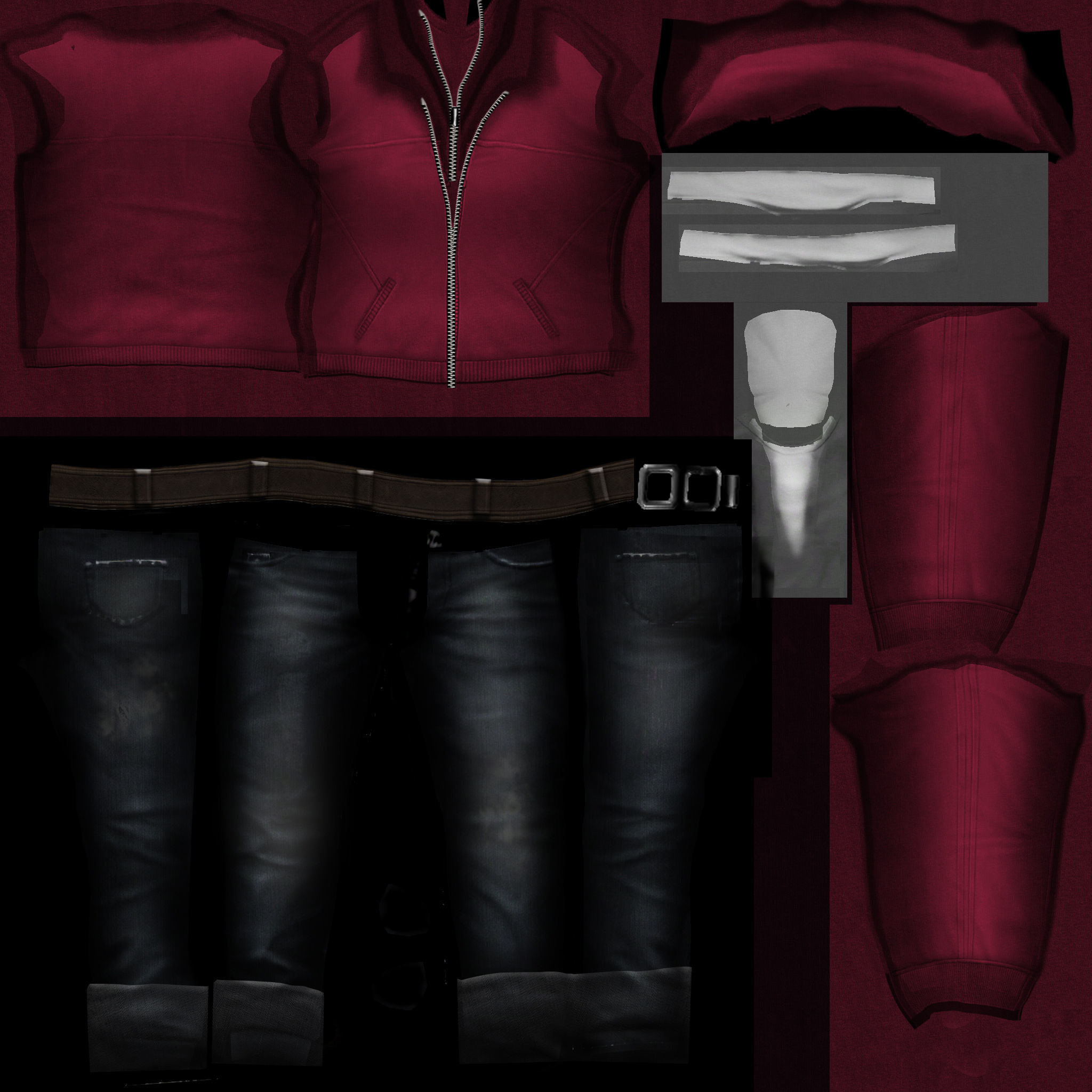 Casual Girl Character Outfit Low-poly 3D model_12