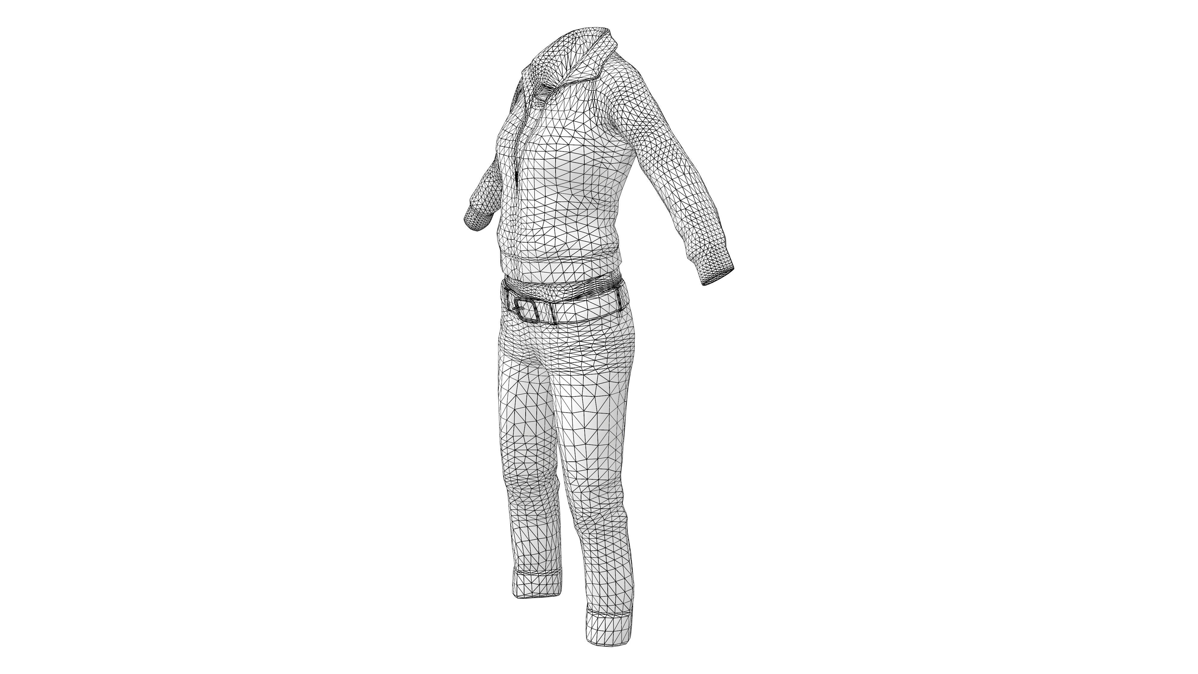 Casual Girl Character Outfit Low-poly 3D model_9