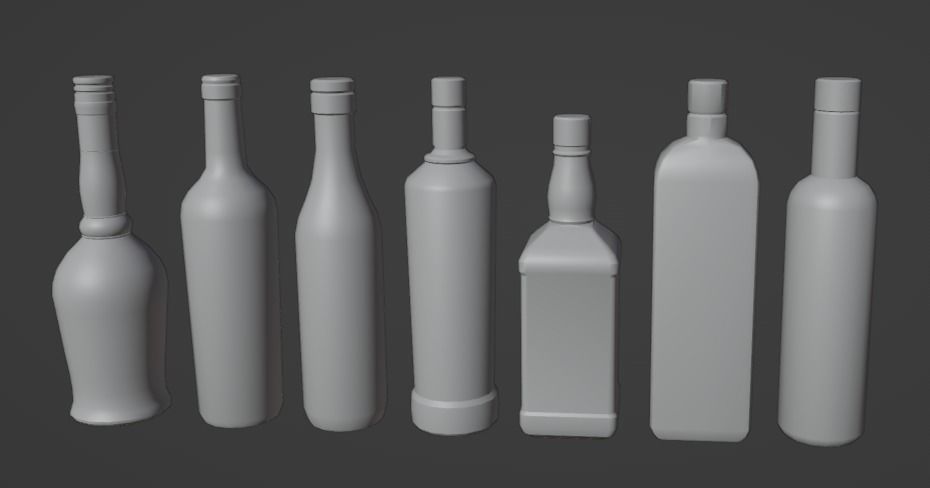 Low poly bottles and glasses pack  Low-poly 3D model_3
