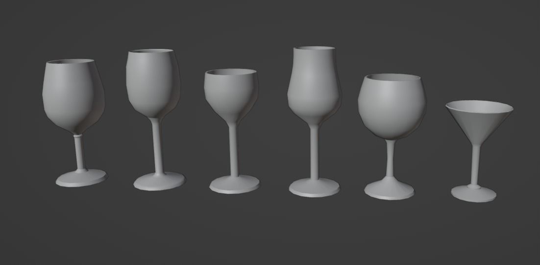 Low poly bottles and glasses pack  Low-poly 3D model_2